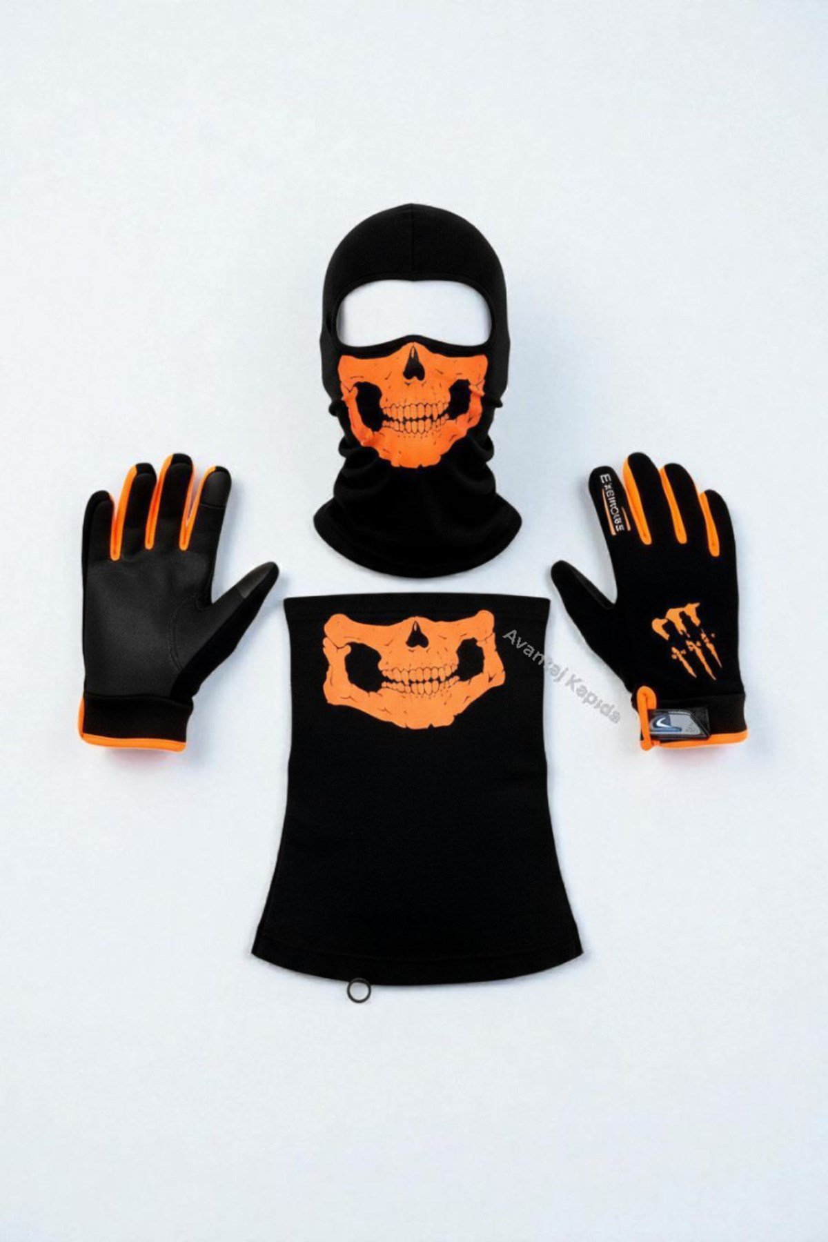 Motosiklet Eldiveni + Balaklava Maske + Boyunluk 3’lü Set Kışlık Termal Kaymaz Tutucu Unisex