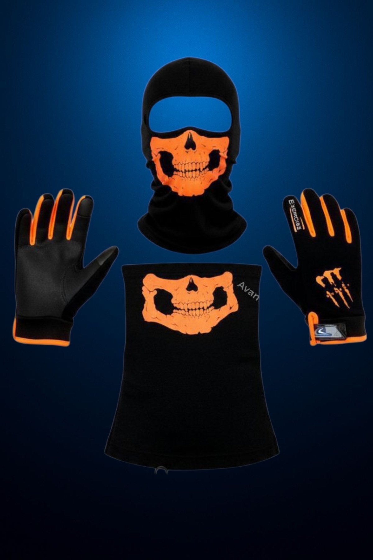 Motosiklet Eldiveni + Balaklava Maske + Boyunluk 3’lü Set Kışlık Termal Kaymaz Tutucu Unisex