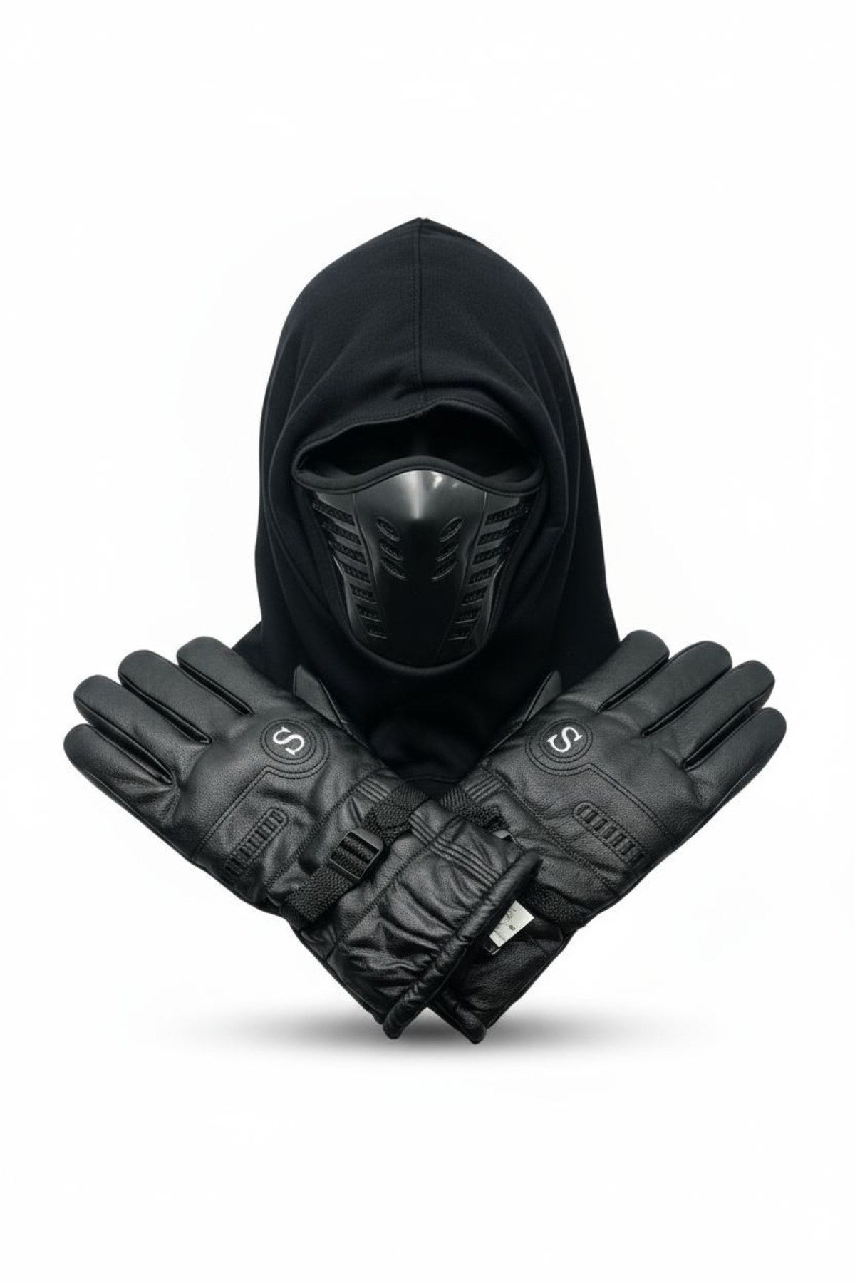 Motosiklet Eldiveni L-XL+Hava Kanallı Taktik Maske 2’li Set Kışlık Su Geçirmez Rüzgar Soğuk Koruma