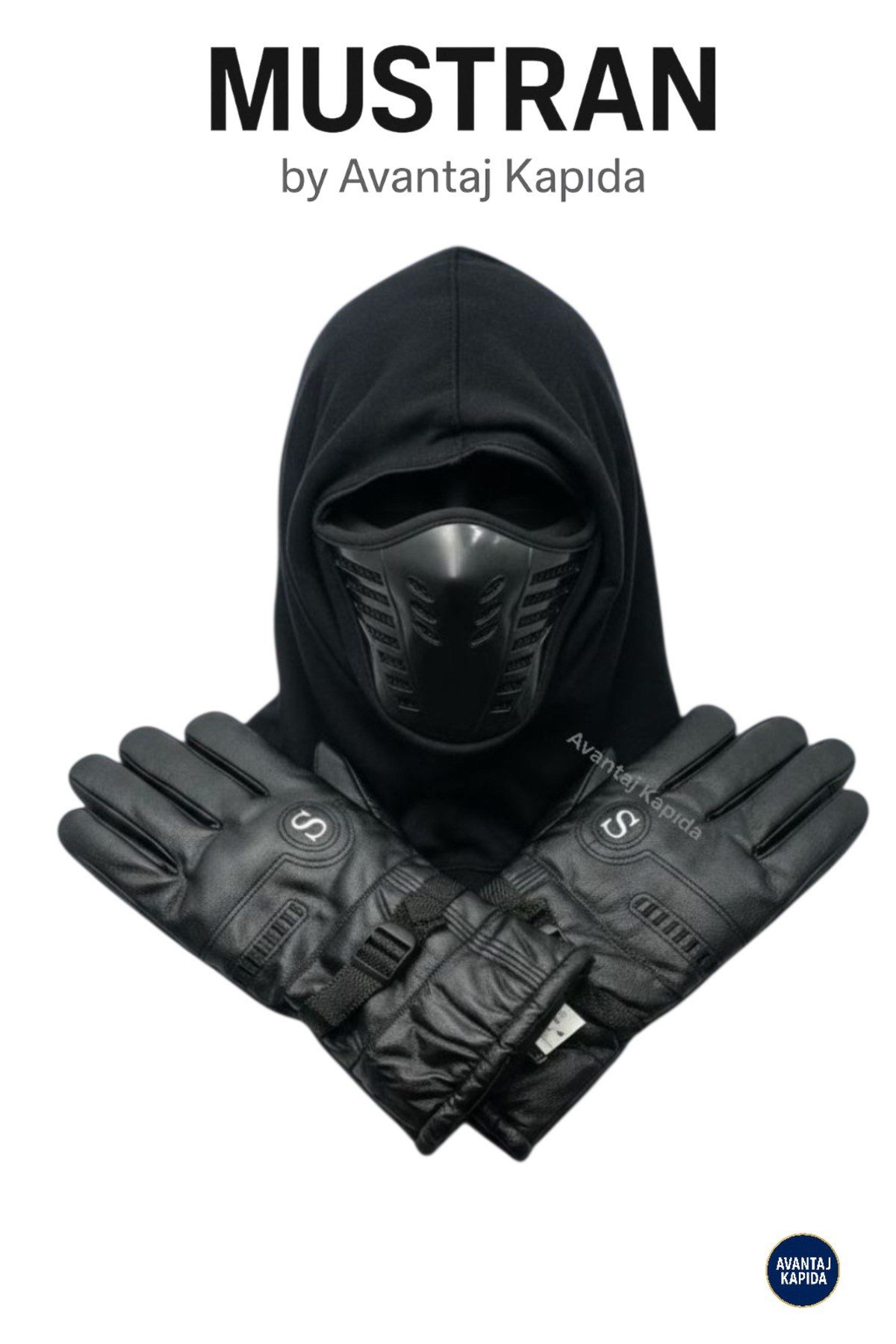 Motosiklet Eldiveni L-XL+Hava Kanallı Taktik Maske 2’li Set Kışlık Su Geçirmez Rüzgar Soğuk Koruma