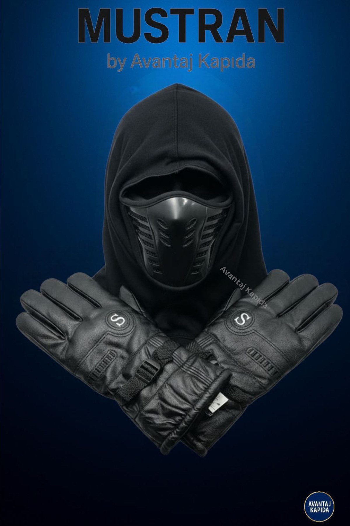 Motosiklet Eldiveni L-XL+Hava Kanallı Taktik Maske 2’li Set Kışlık Su Geçirmez Rüzgar Soğuk Koruma