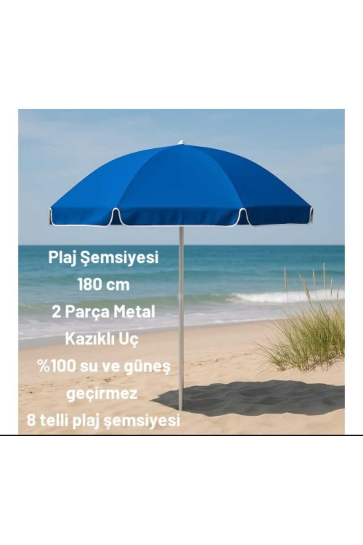 MR Plaj Şemsiyesi Yüksek Kalite 8 Telli Balkon Deniz Bahçe Şemsiyesi Katlanır kolay kullanım 180 cm