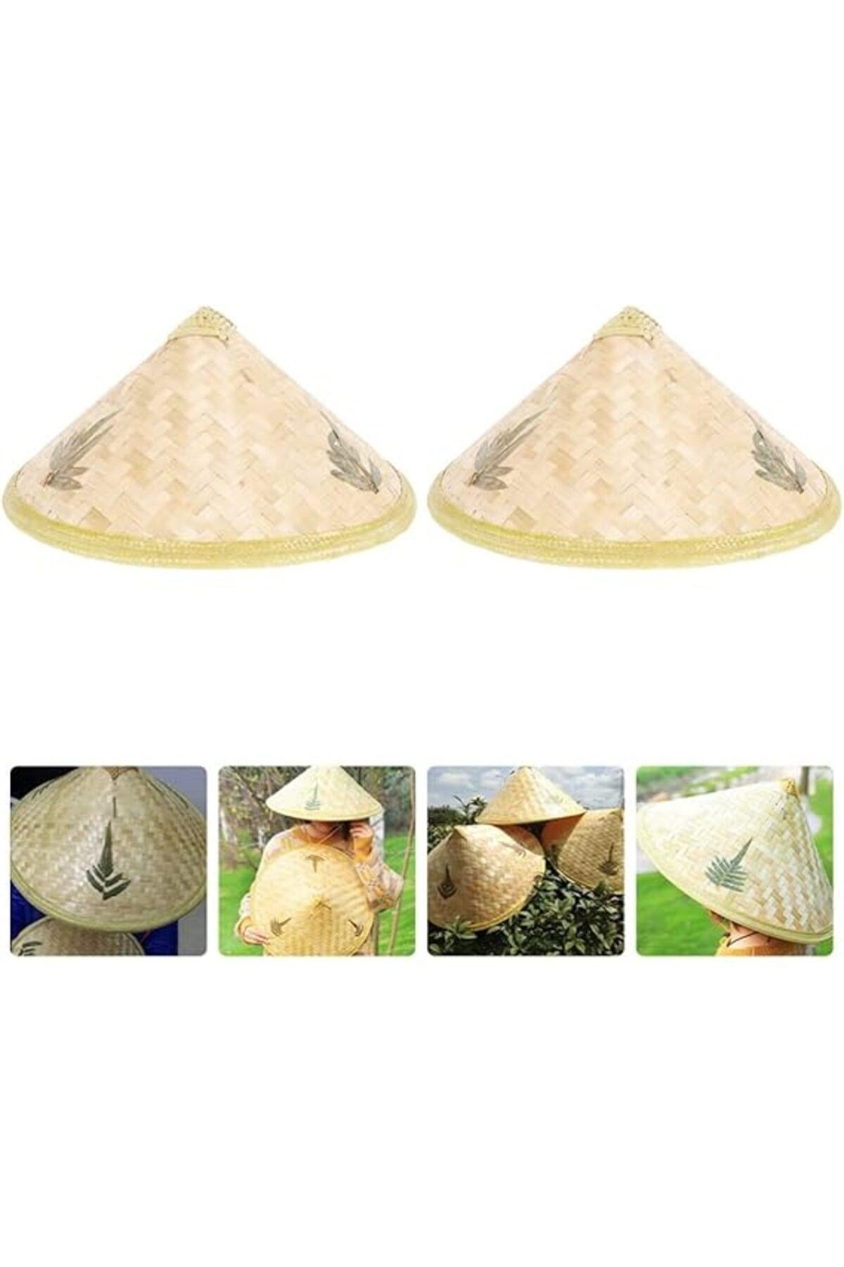 Naturel Renk Cambodia Kamboçyalı Vietnam Şapkası PVC Hasır