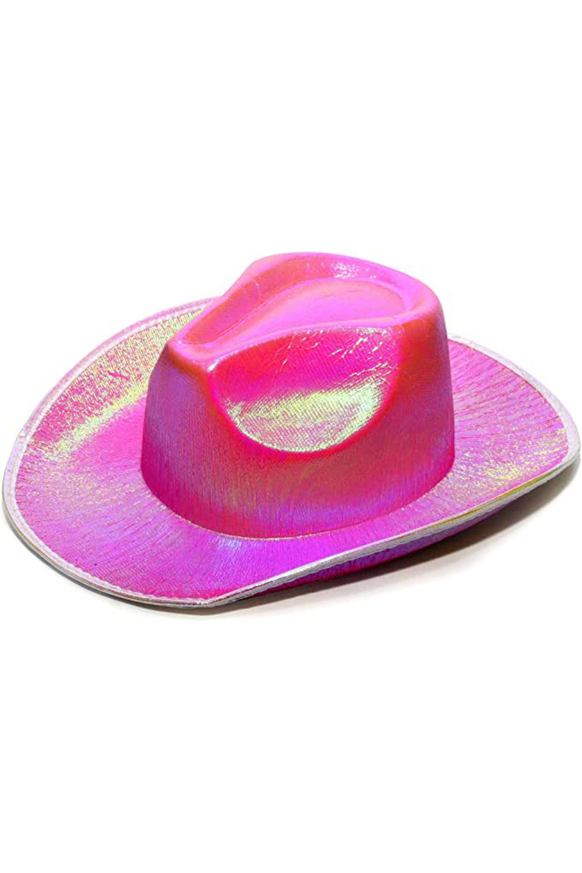 Neon Hologramlı Kovboy Model Parti Şapkası Pembe Yetişkin 39X36X14 cm
