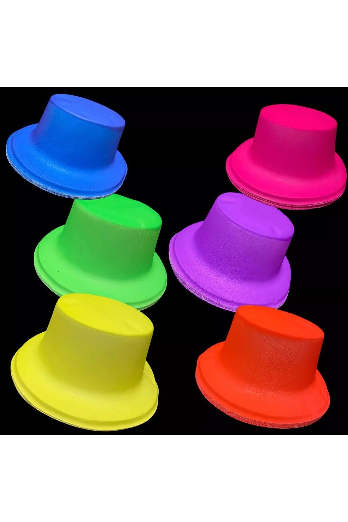 Neon Partisi Pembe Renk Plastik Fötr Şapka