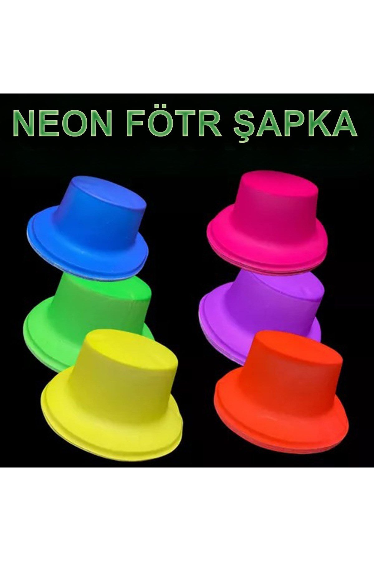 Neon Partisi Sarı Renk Plastik Fötr Şapka