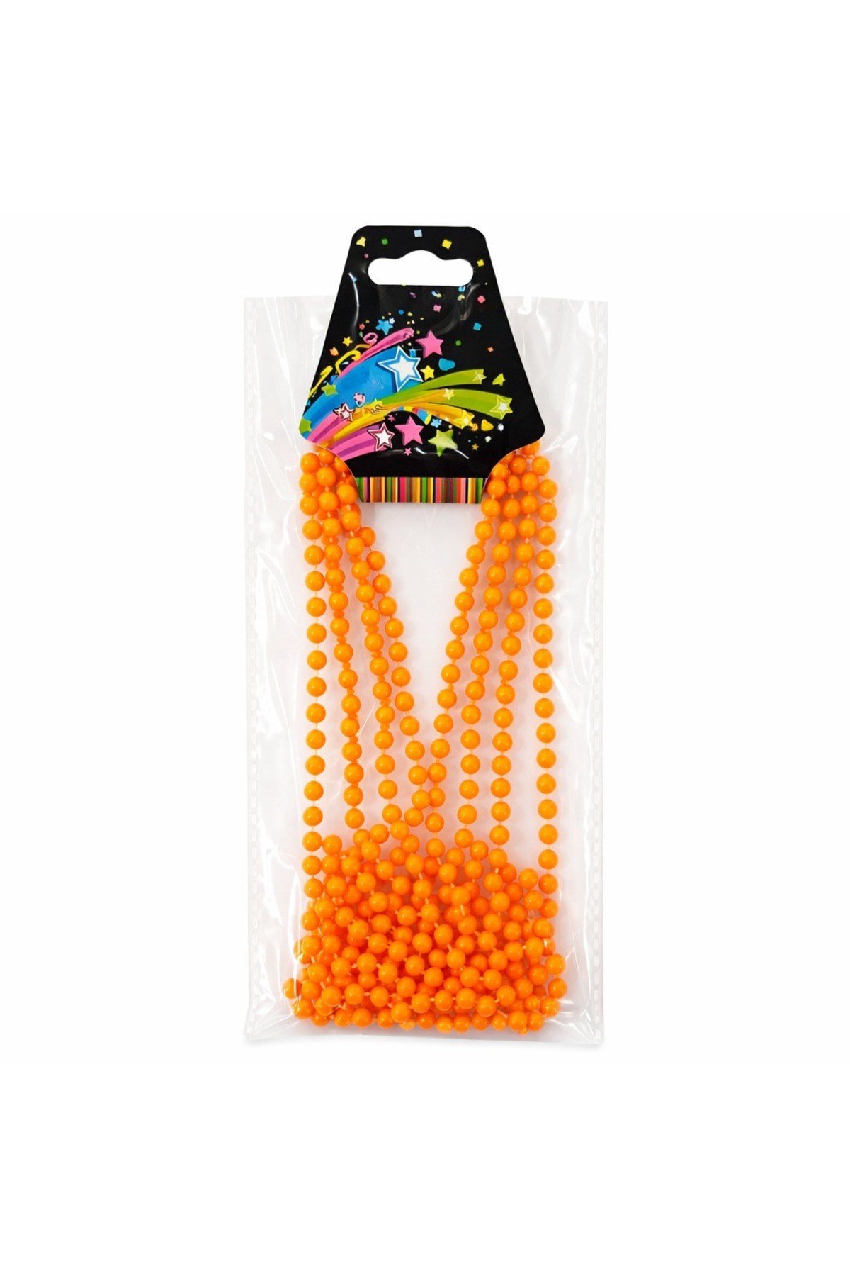 Neon Turuncu Boncuk Kolye 80 cm – Retro 80’ler 90’lar Parti Aksesuarı