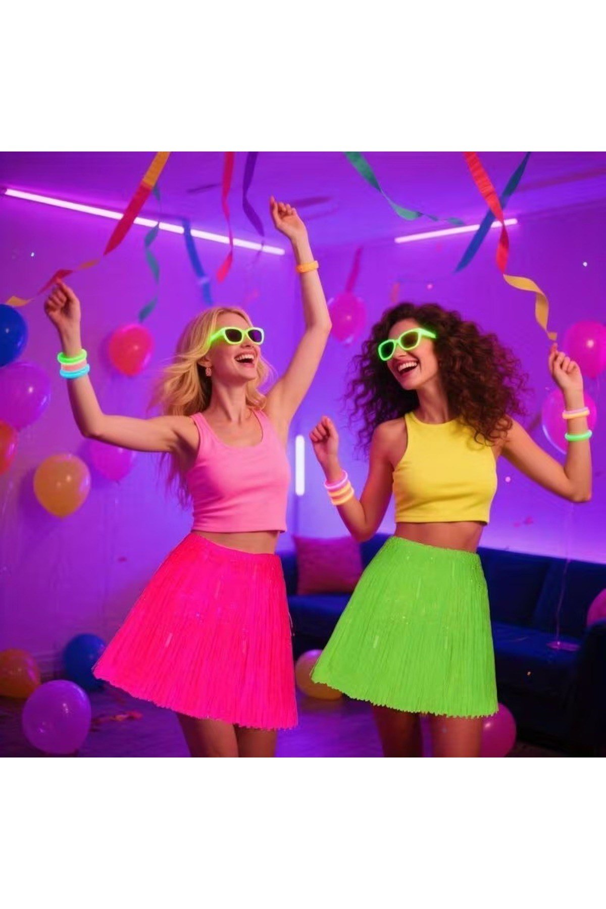 Neon Turuncu Hawaii Parti Eteği 40 cm
