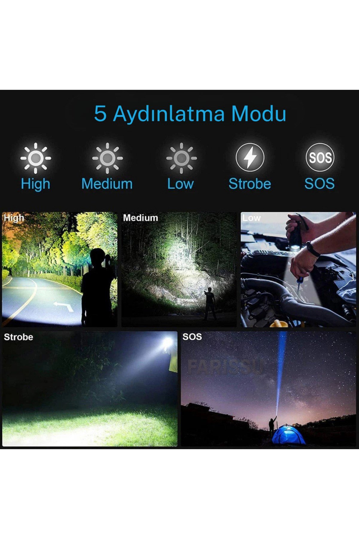 OR-A72 Alüminyum Alaşımlı El Feneri – 100W Güç, 3000 Lümen, 1000-1500 Metre Menzil
