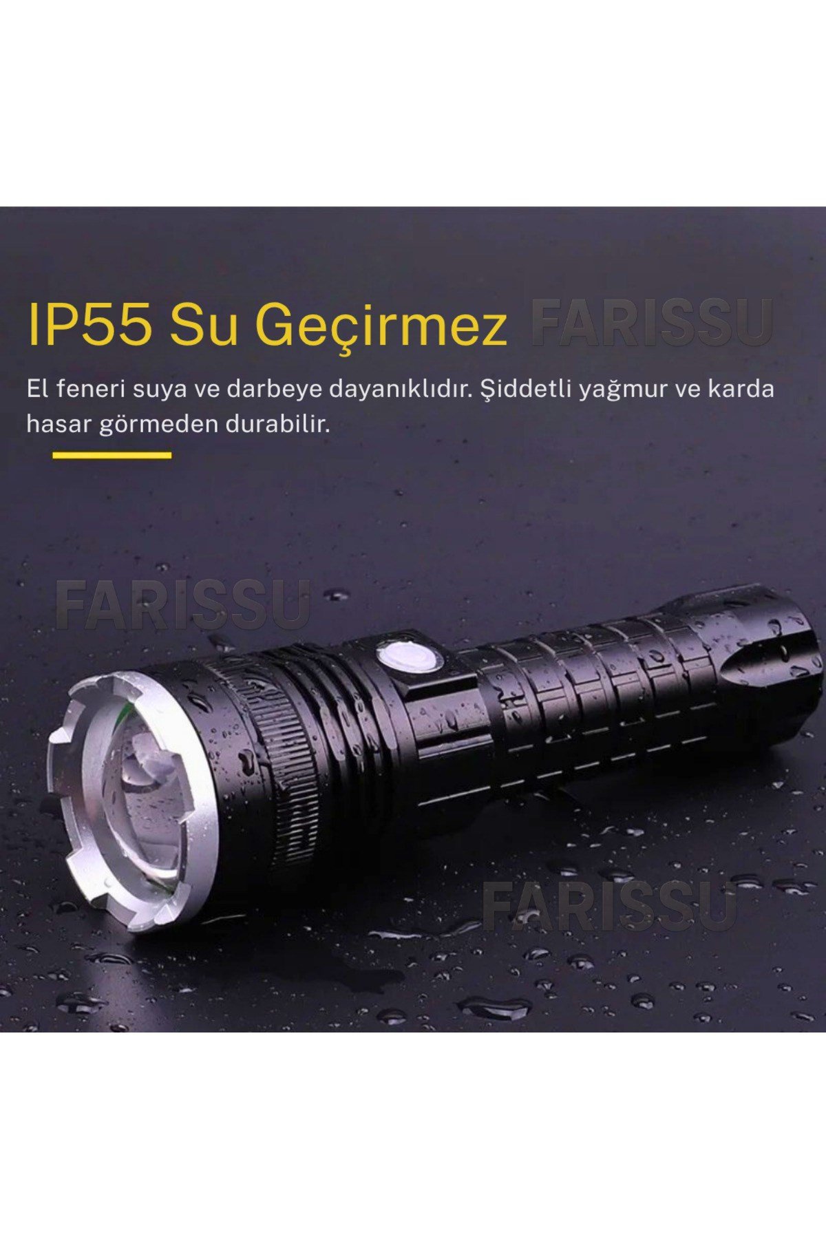 OR-A72 Alüminyum Alaşımlı El Feneri – 100W Güç, 3000 Lümen, 1000-1500 Metre Menzil