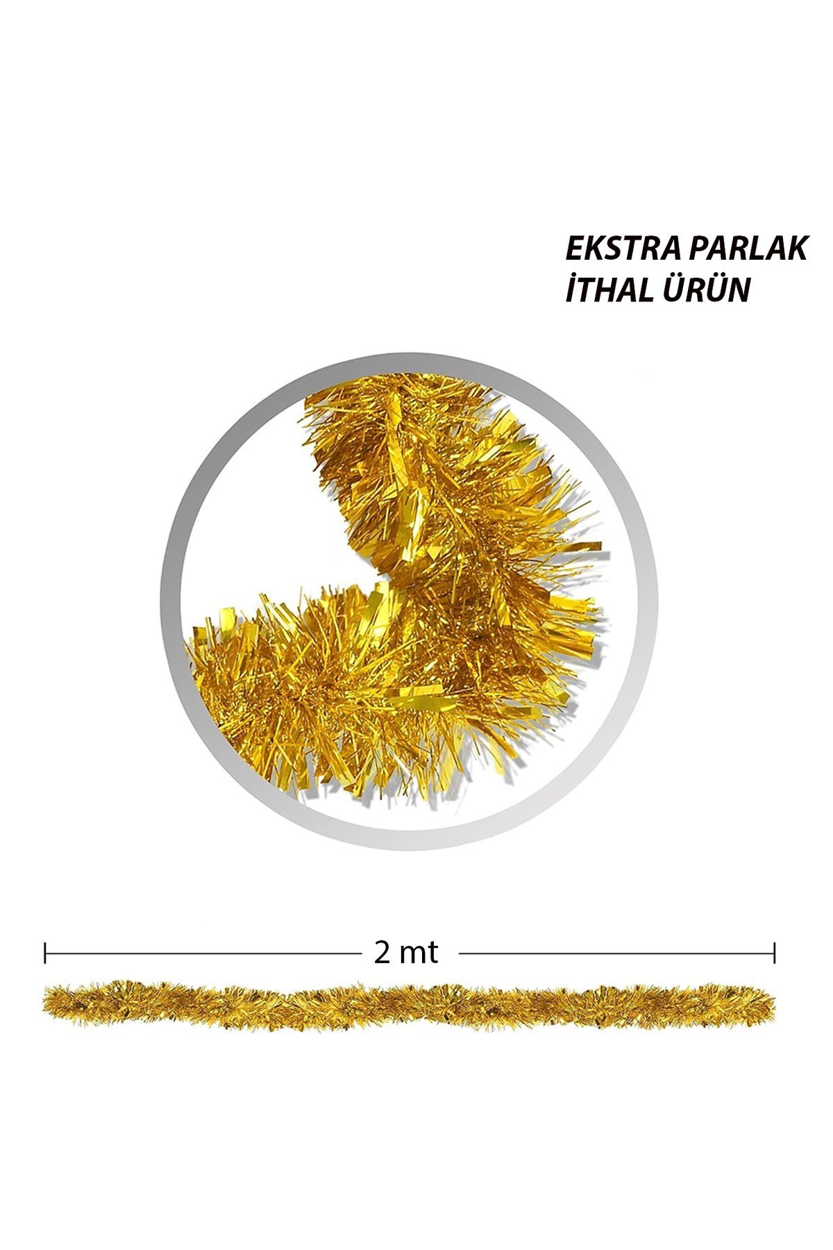 Parti İçin Sim Süs 2 Metre Uzunluk 8 cm Genişlik Altın Renk İthal