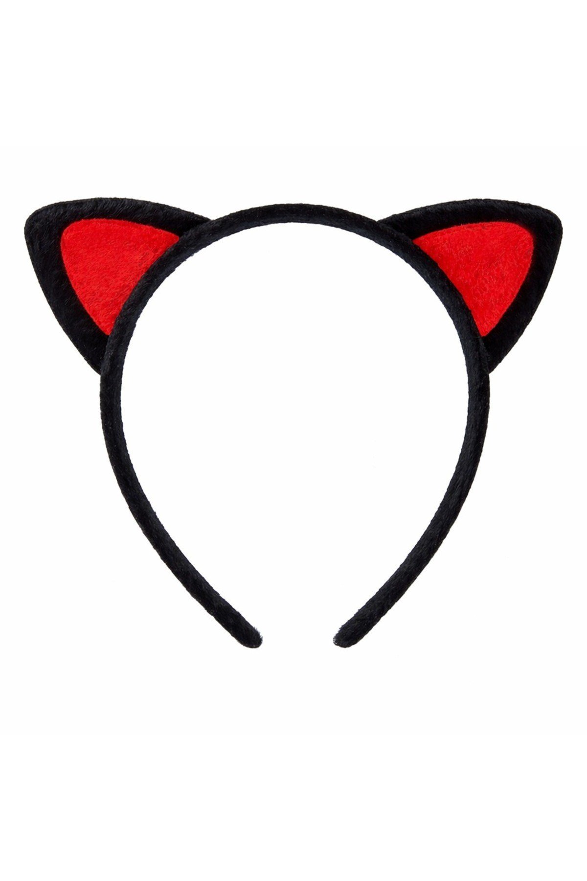 Peluş Kedi Kulak Taç Kırmızı Siyah – Çocuk Parti & Kostüm Tacı