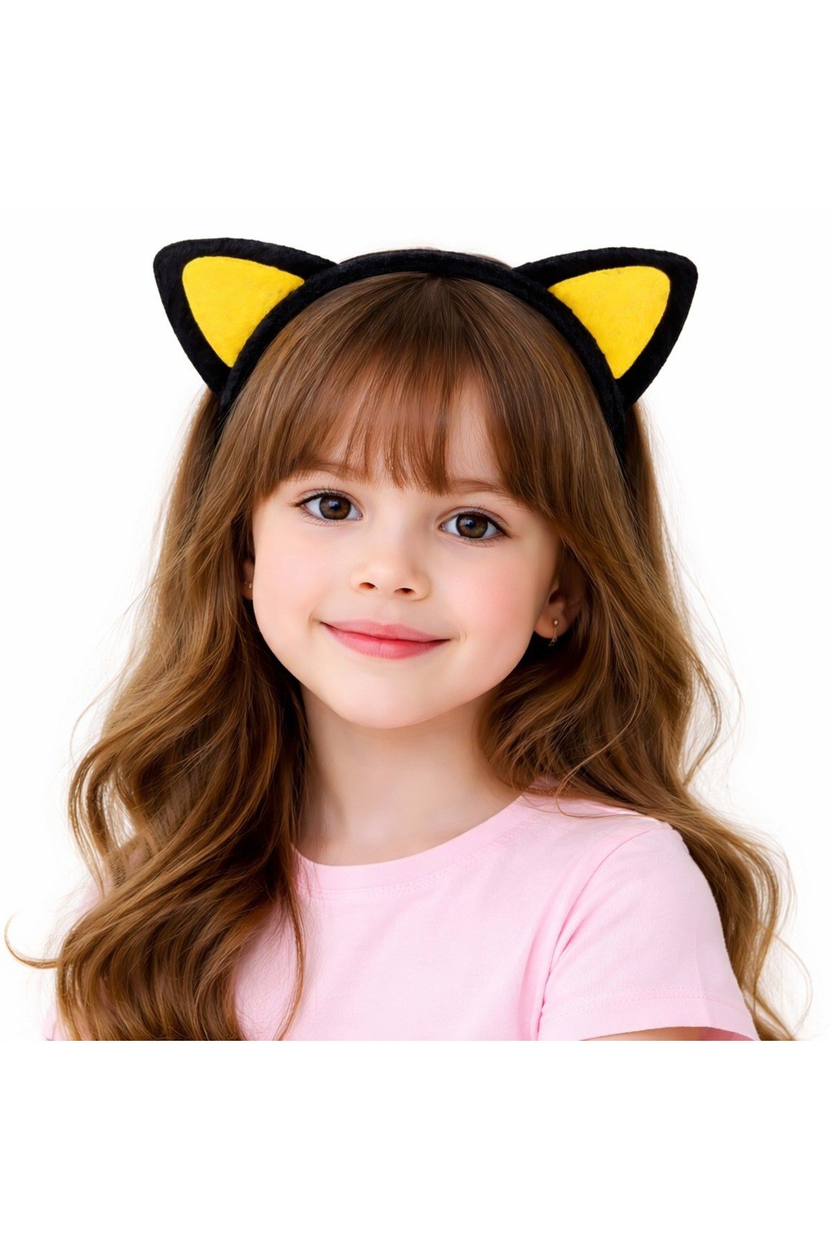 Peluş Kedi Kulak Taç Sarı Siyah – Çocuk Parti & Kostüm Tacı