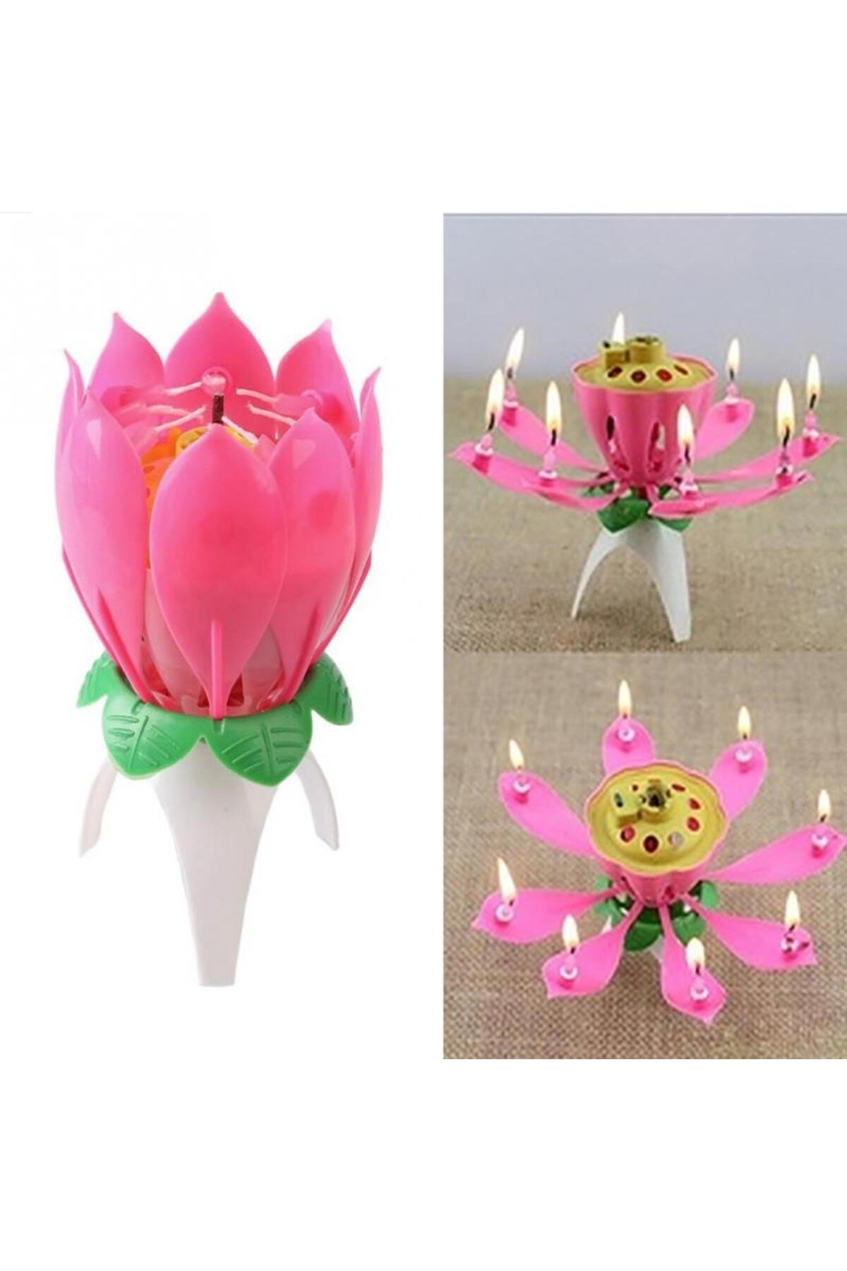 Pembe Işıklı Müzik Sesli Doğum Günü Pasta Mumu