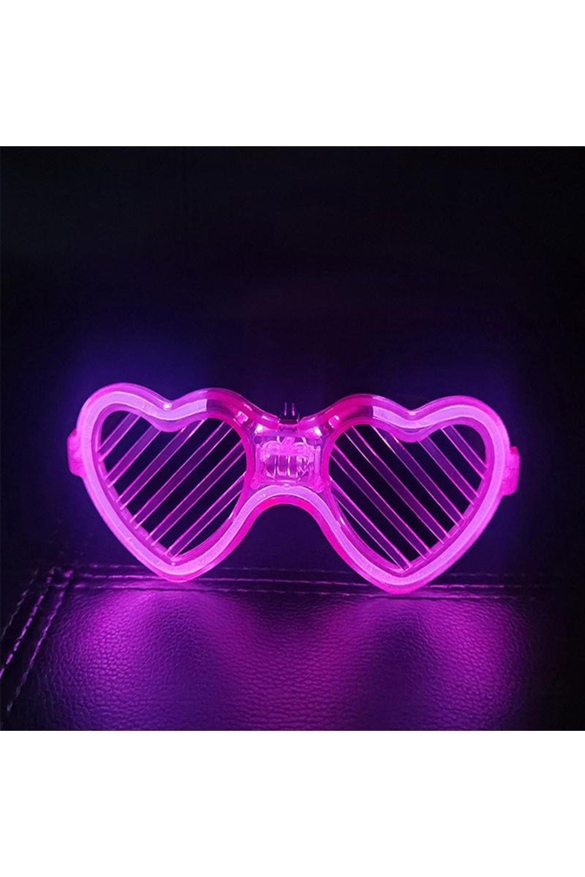 Pembe LED Işıklı Kalp Gözlük – 3 Modlu Parti & Glow Gözlüğü