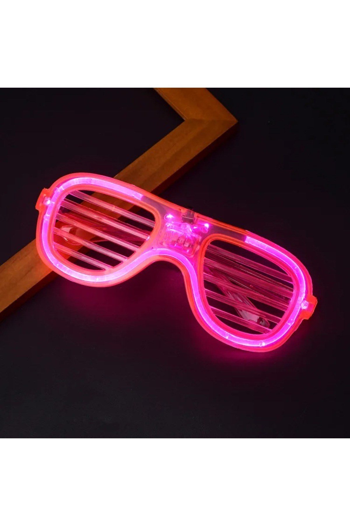 Pembe Led Işıklı Parti Gözlüğü - Neon Glow Şerit Gözlük 3 Modlu