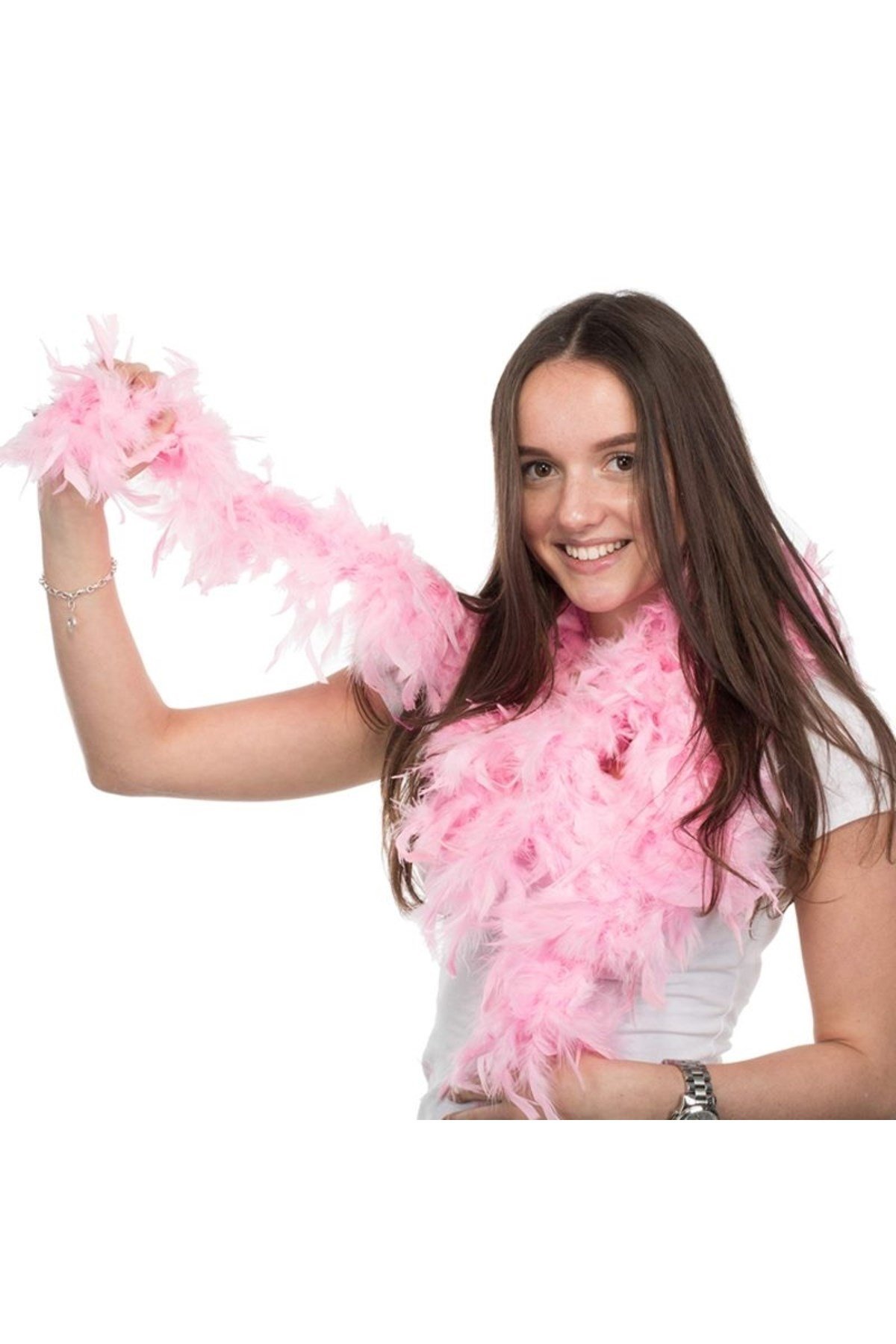 Pembe Renk Kabarık Kalın Otriş Boa Tüy 6 cm Genişlik 180-200 cm Uzunluk