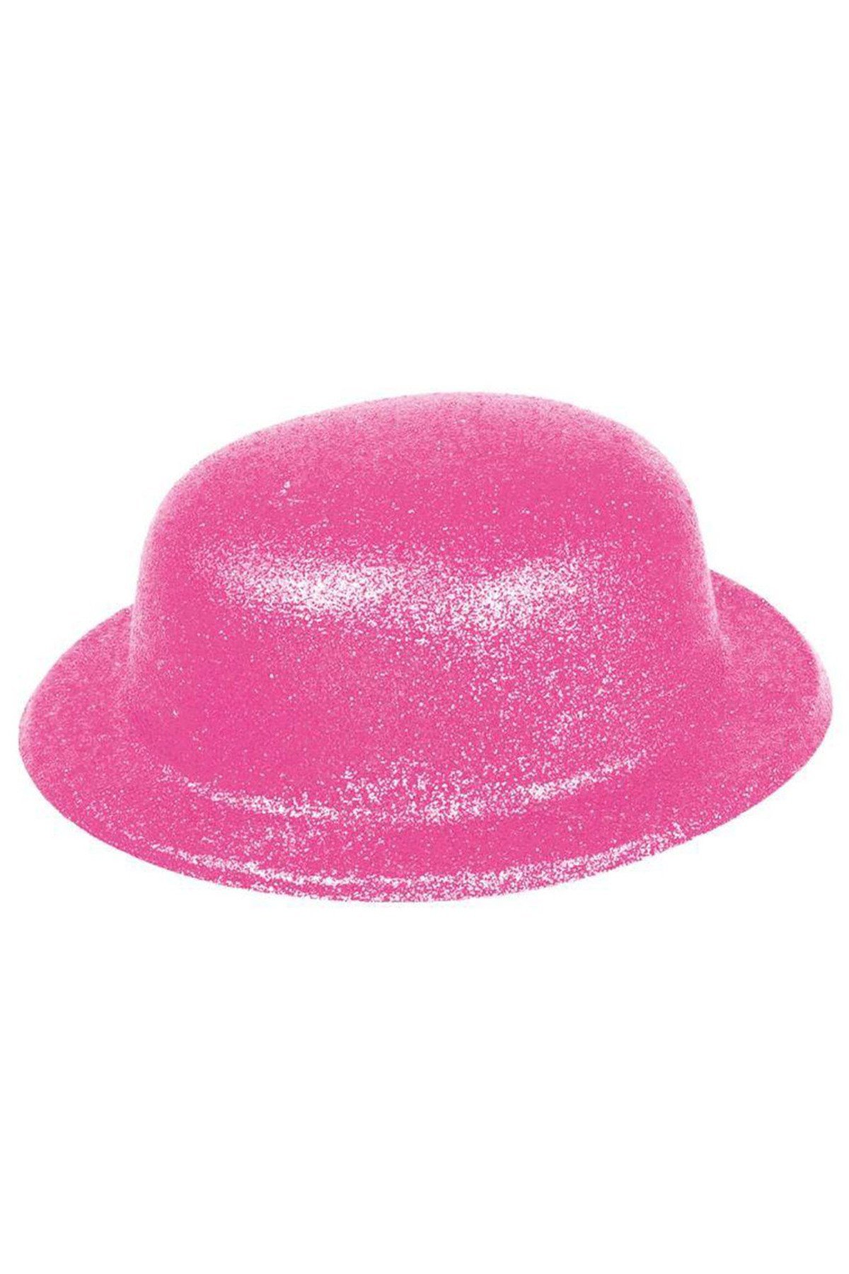 Pembe Renk Simli Melon Yuvarlak Parti Şapkası 24x26 cm