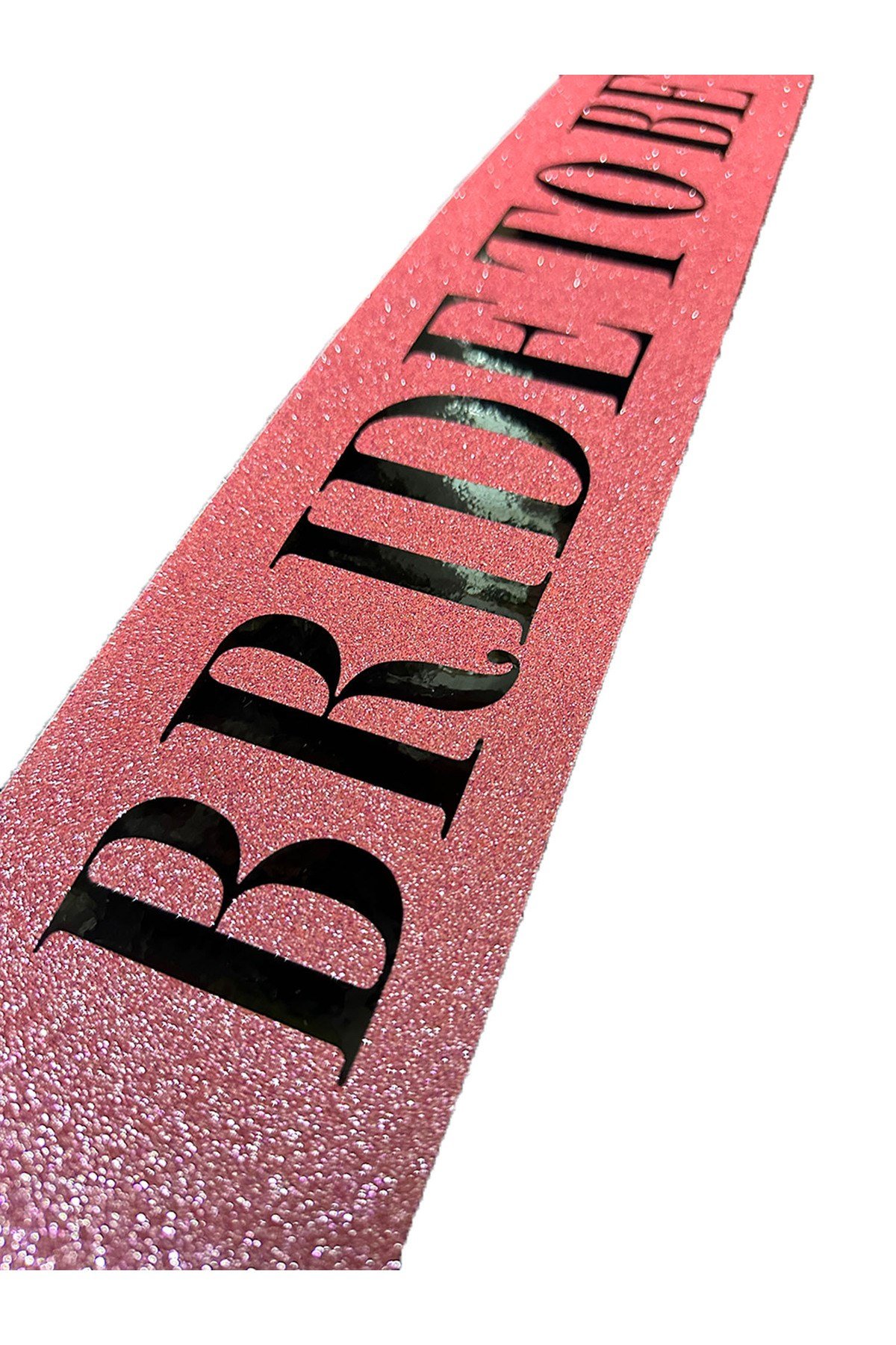 Pembe Üzeri Siyah Büyük Bride To Be Yazılı Simli Işıltılı Kuşak Kemer 10 cm Genişlik