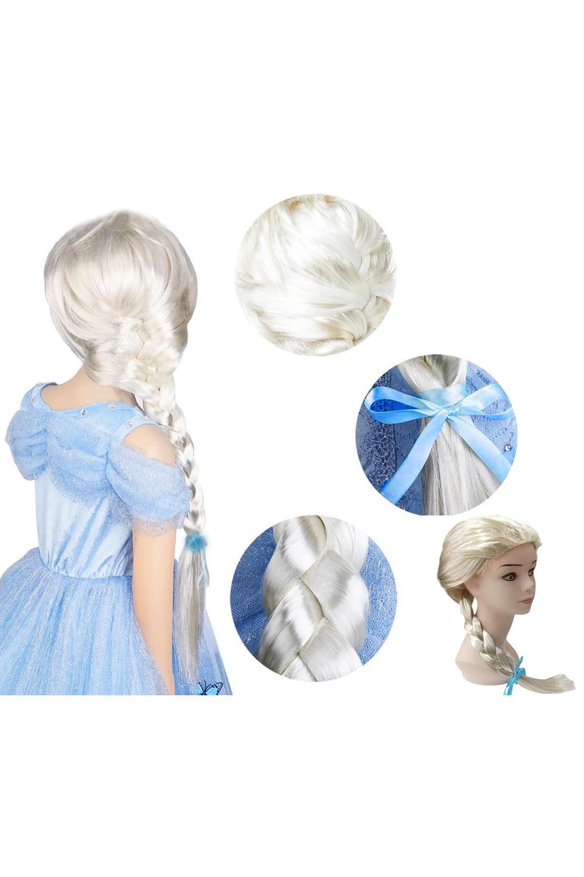 Platin Altın Dore Renk Karlar Ülkesi Elsa Frozen Peruğu Çocuk Boy