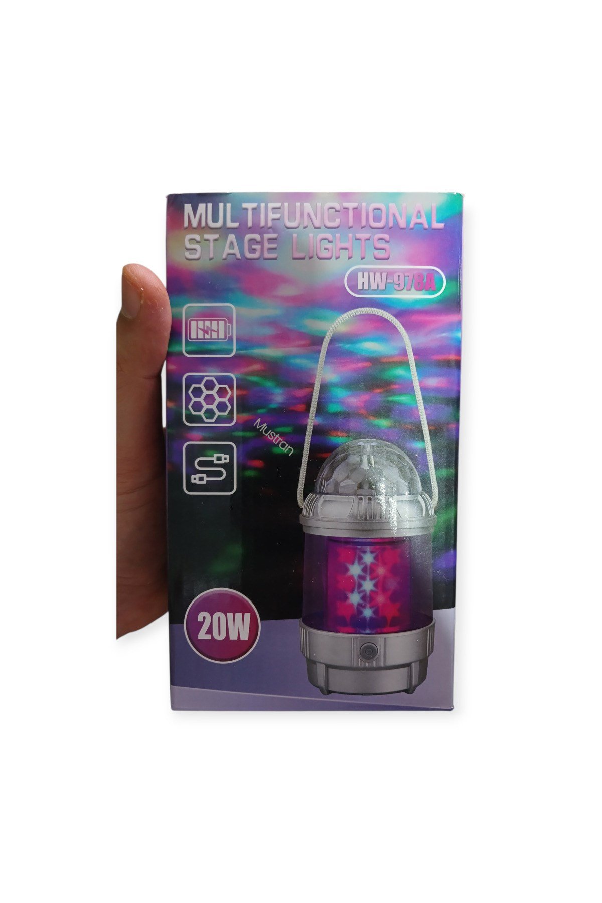 Powerbank Özellikli Döner Disco Topu Şarjlı Pilli Kamp Lambası Gece Lambası 20 W