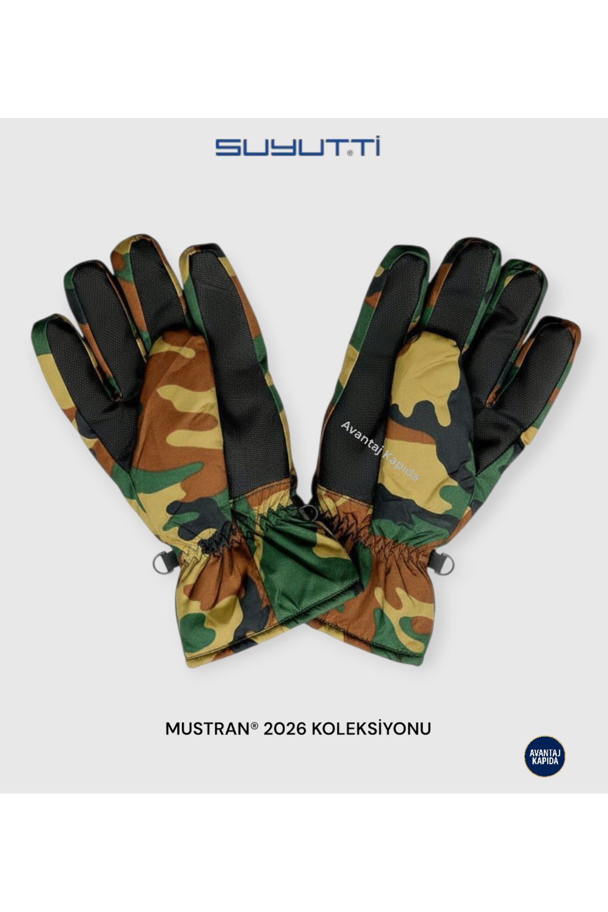 Reflektörlü Kamuflaj Desen Kışlık Eldiven L-XL |Su Geçirmez Termal Kar Outdoor Taktik