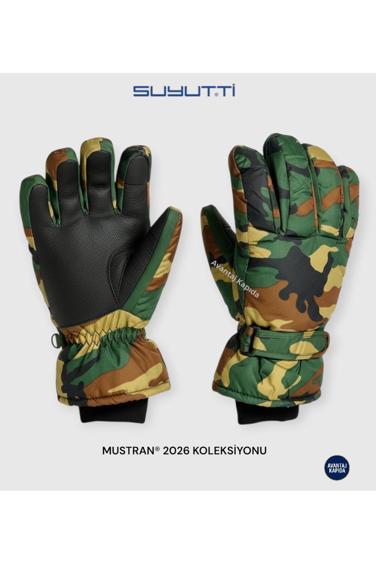 Reflektörlü Kamuflaj Desen Kışlık Eldiven L-XL |Su Geçirmez Termal Kar Outdoor Taktik