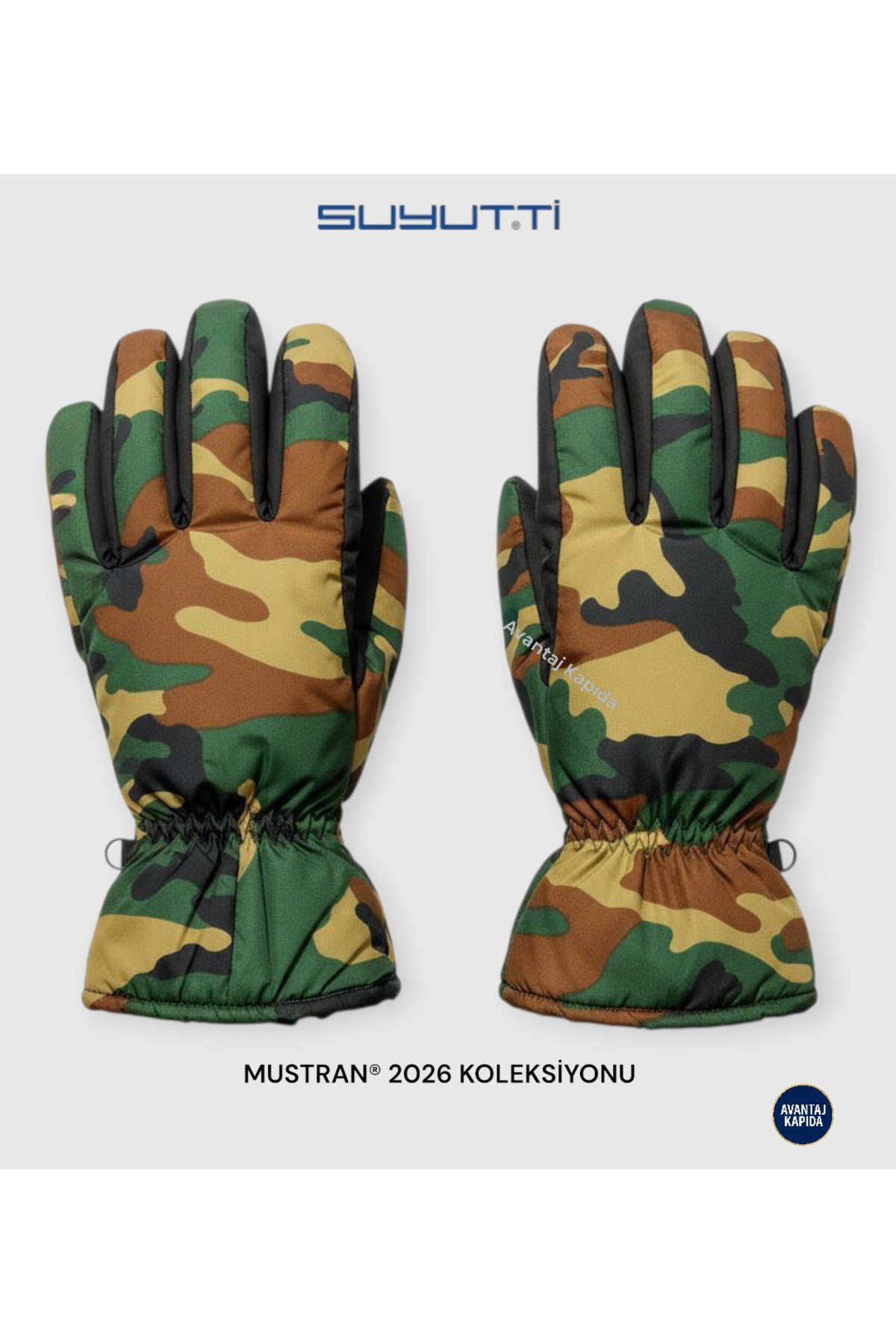 Reflektörlü Kamuflaj Desen Kışlık Eldiven L-XL |Su Geçirmez Termal Kar Outdoor Taktik