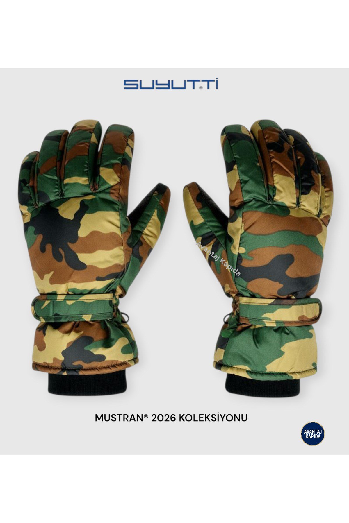 Reflektörlü Kamuflaj Desen Kışlık Eldiven L-XL |Su Geçirmez Termal Kar Outdoor Taktik