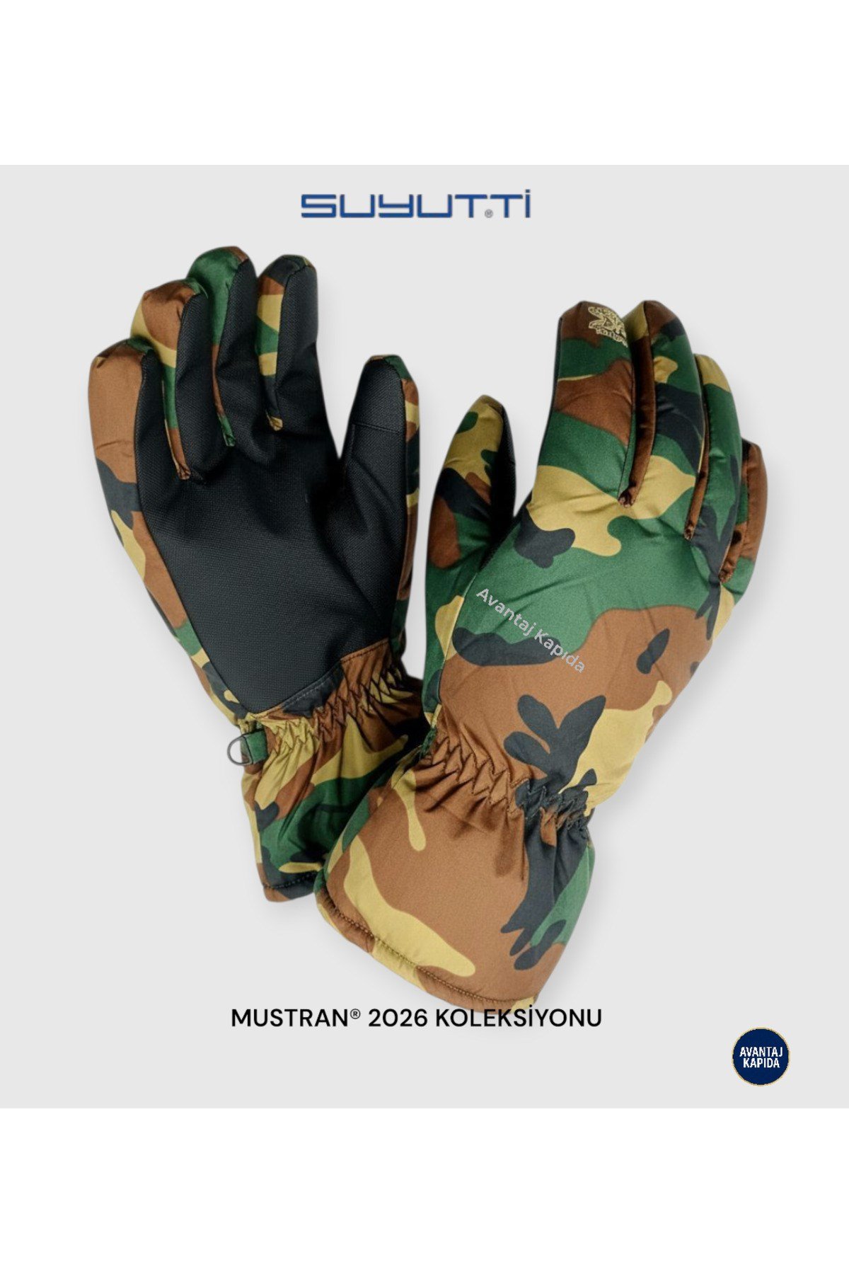 Reflektörlü Kamuflaj Desen Kışlık Eldiven L-XL |Su Geçirmez Termal Kar Outdoor Taktik