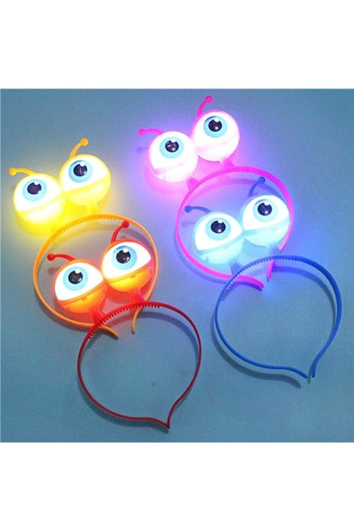 Rengarenk 3 Farklı Fonksiyonda Yanan Led Işıklı Uzaylı Göz Taç 1 Adet 18x12 cm
