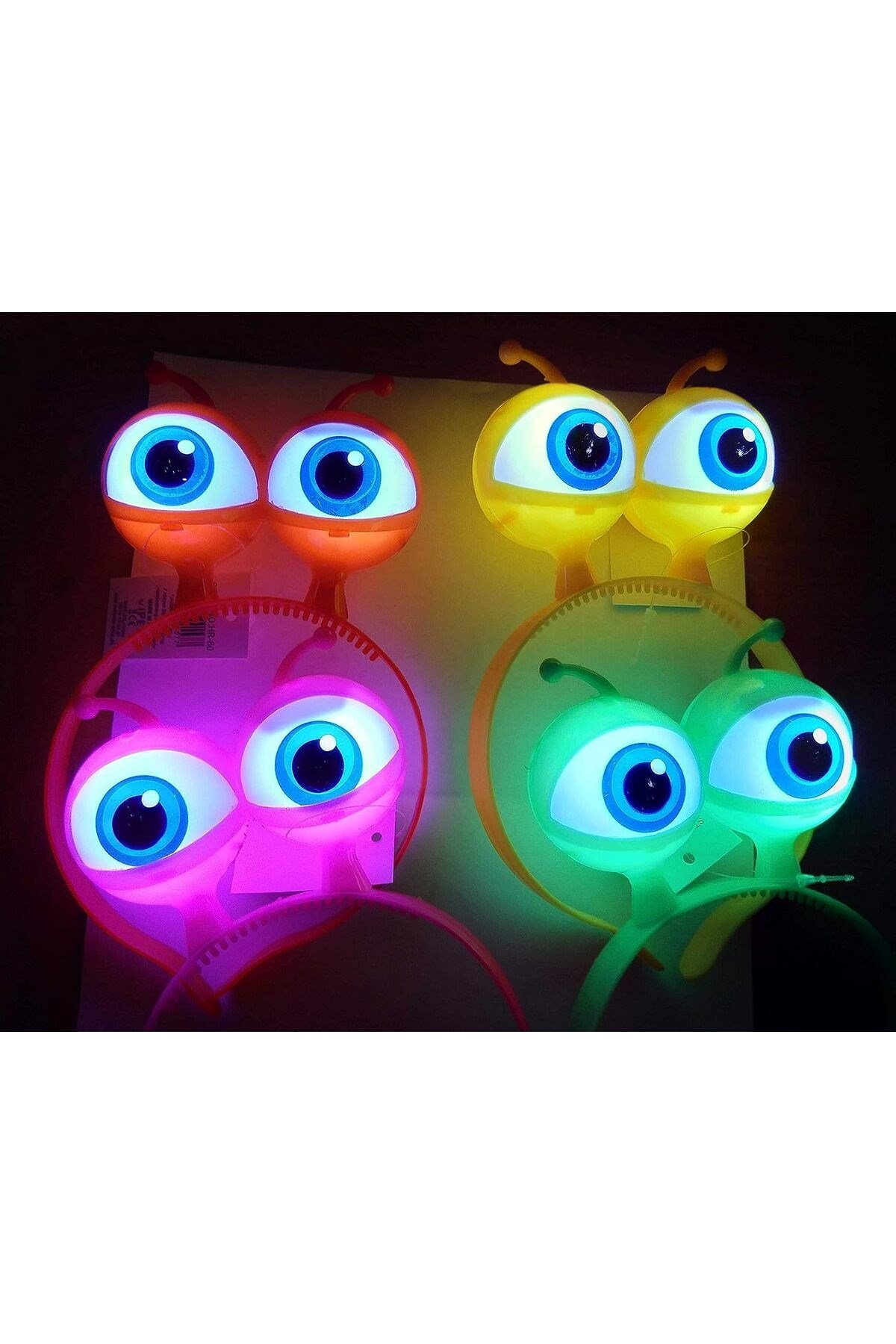 Rengarenk 3 Farklı Fonksiyonda Yanan Led Işıklı Uzaylı Göz Taç 1 Adet 18x12 cm