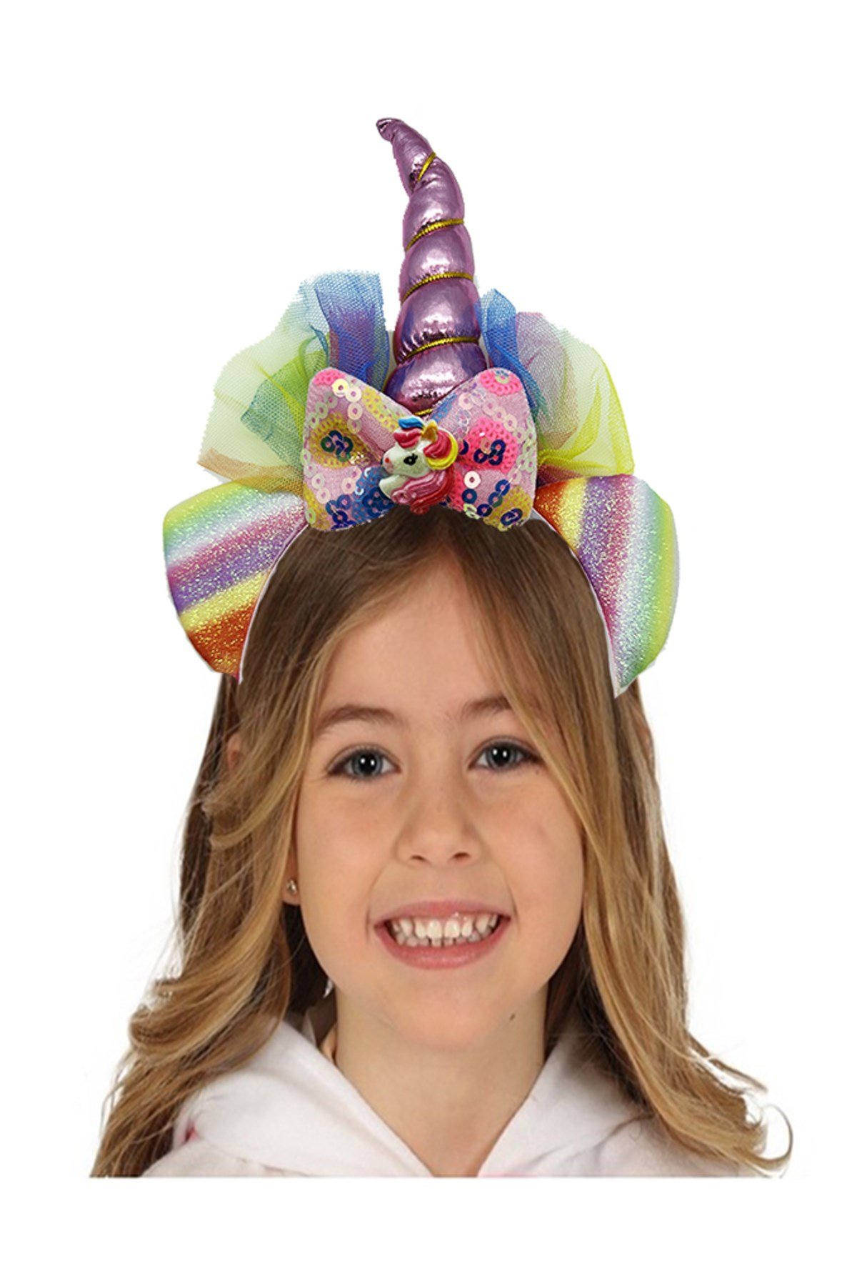 Rengarenk Boynuzlu At Figürlü Çocuk Unicorn Taç 17x27 cm