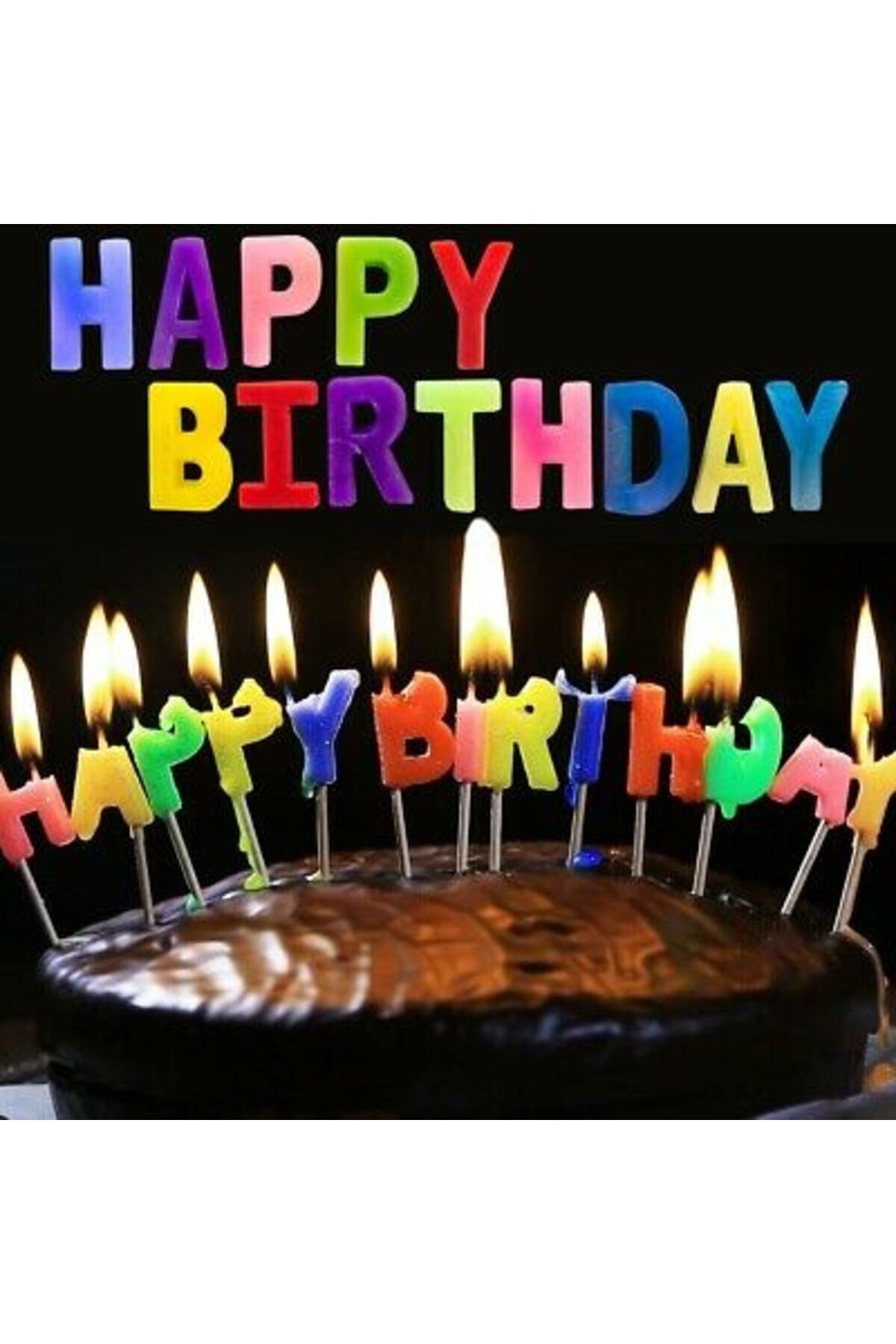 Rengarenk Happy Birthday Yazılabilen Doğum Günü Mumu