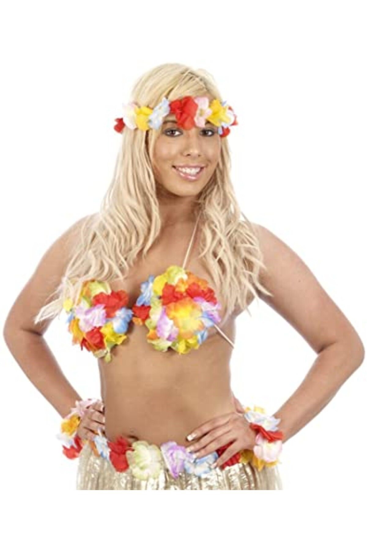 Rengarenk Luau Çiçek Bikini Üstü Hawaii Bikini Üstü