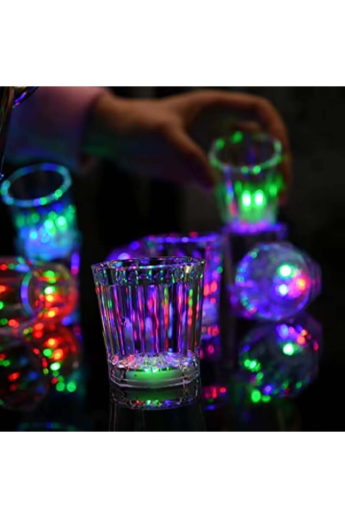 Renkli Led Parlayan Fiber Optik Glow Işıklı Bardak 5,5 x 5,5 cm 1 Adet