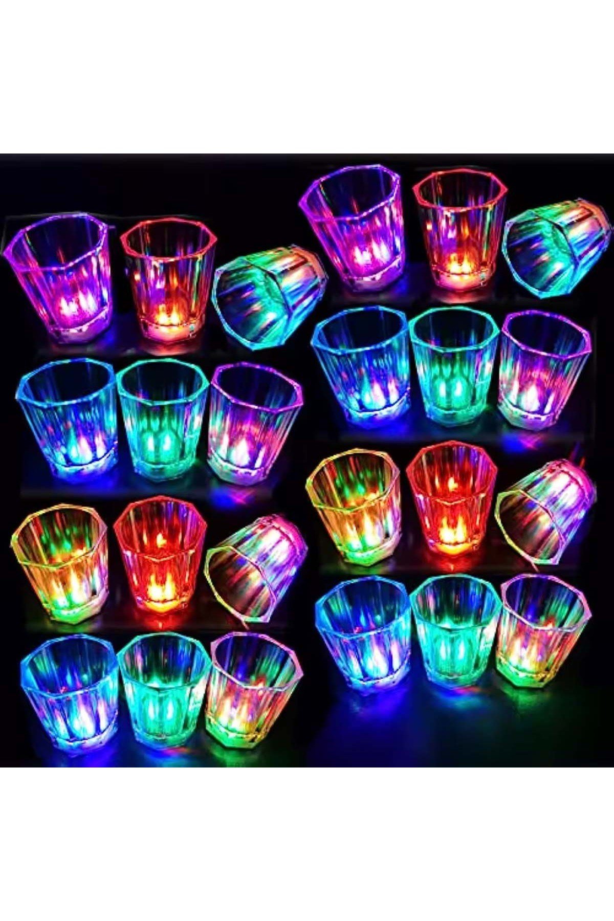 Renkli Led Parlayan Fiber Optik Glow Işıklı Bardak 5,5 x 5,5 cm 1 Adet