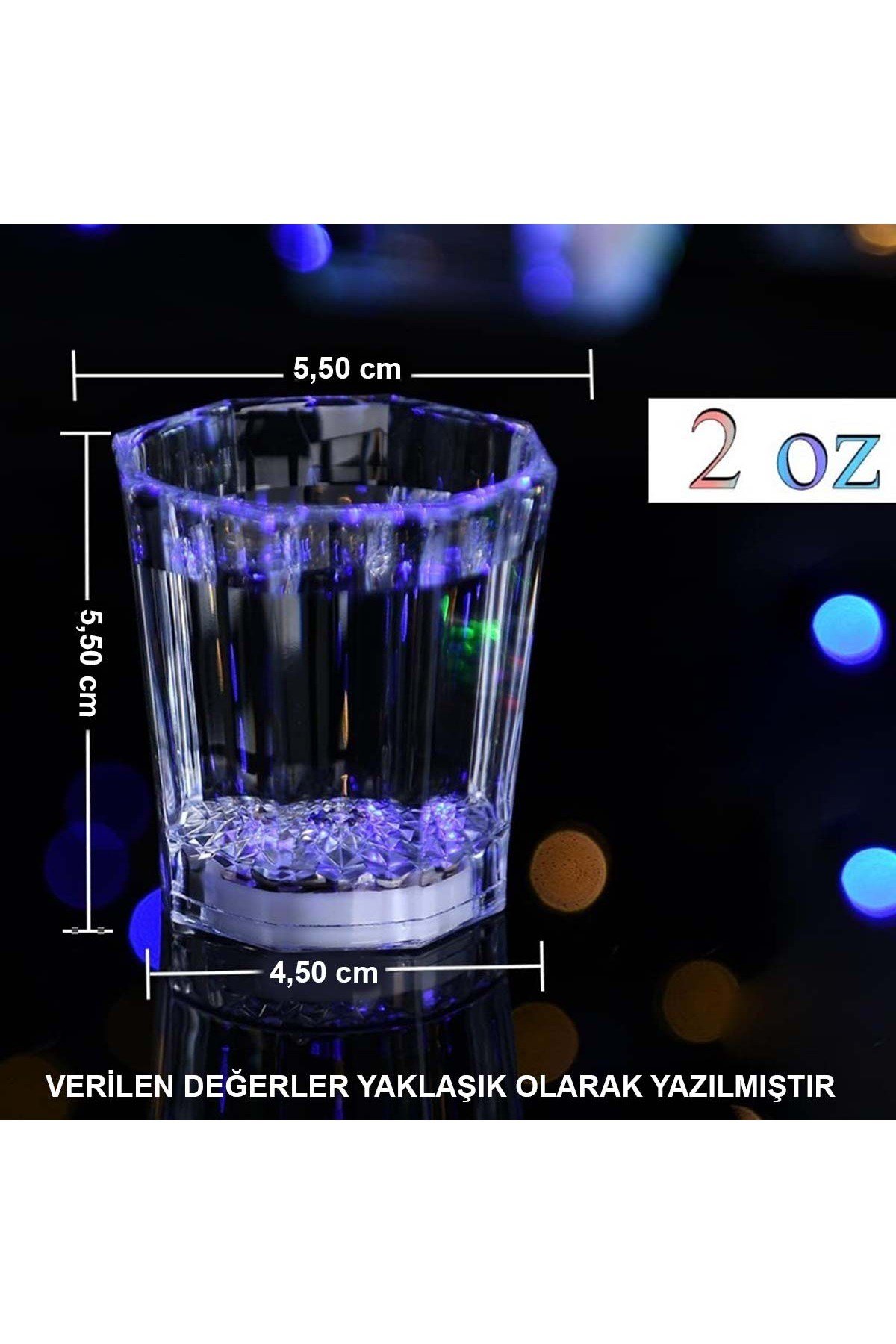 Renkli Led Parlayan Fiber Optik Glow Işıklı Bardak 5,5 x 5,5 cm 1 Adet