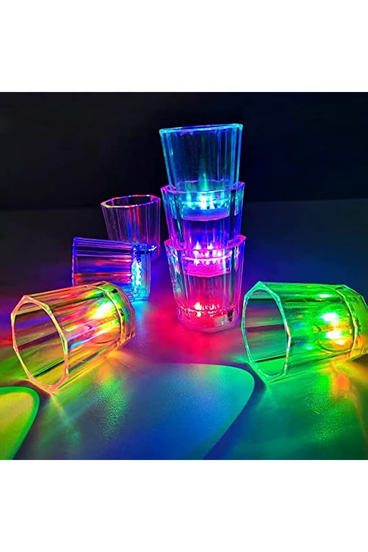 Renkli Led Parlayan Fiber Optik Glow Işıklı Bardak 5,5 x 5,5 cm 1 Adet