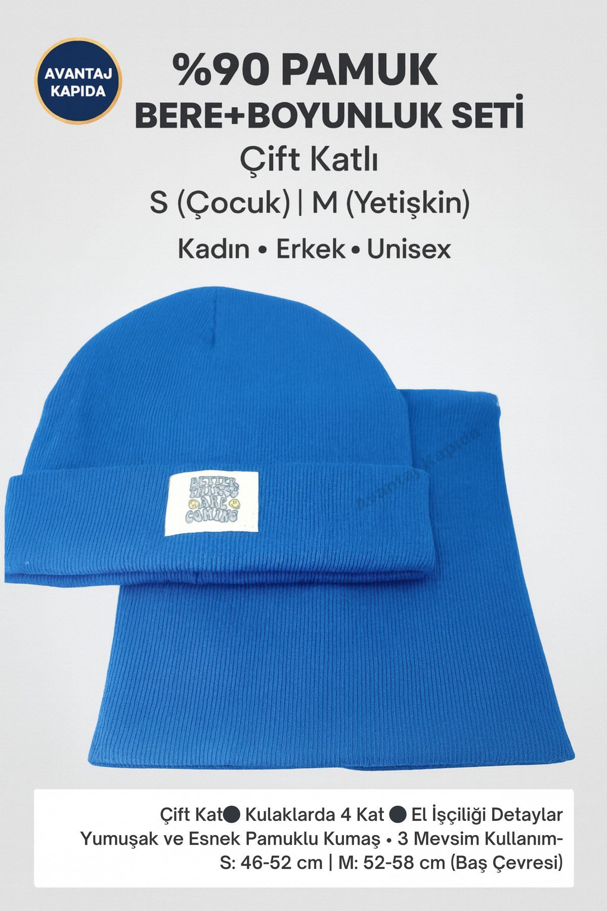 Ribana Pamuklu Bere ve Boyunluk-Unisex Yetişkin Çocuk
