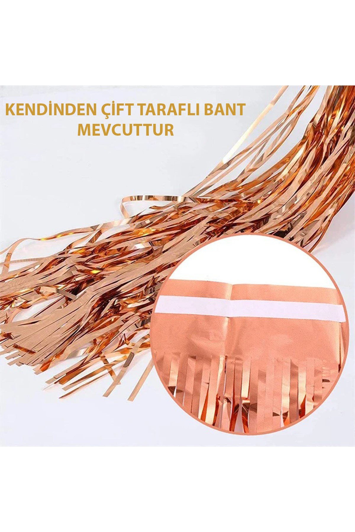 Rose Gold Püsküllü Kapı Perdesi - Parti, Bekarlığa Veda, Doğum Günü 1x2 m