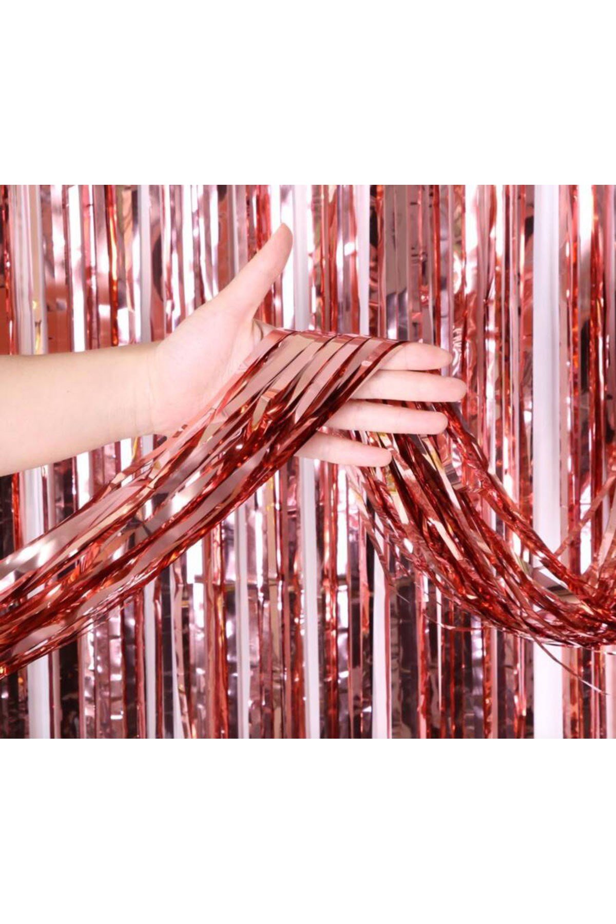 Rose Gold Püsküllü Kapı Perdesi - Parti, Bekarlığa Veda, Doğum Günü 1x2 m