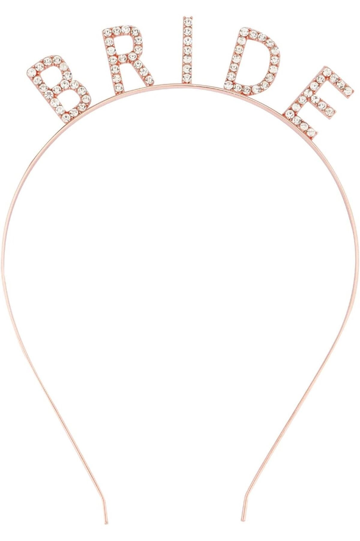 Rose Gold Renk Bekarlığa Veda Kristal Taş Bride Tacı İthal 16x10 cm