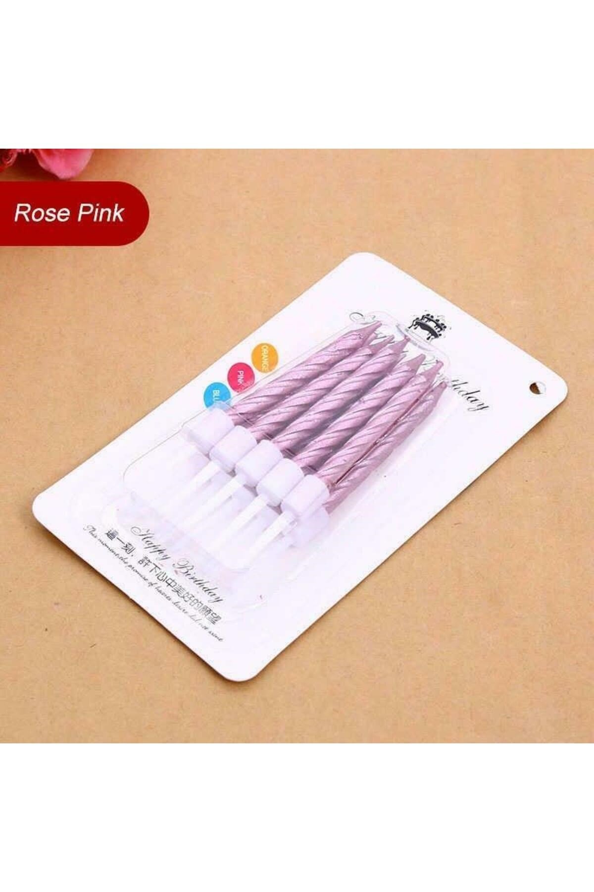 Rose Pembe Renk Doğum Günü Evlilik Yıldönümü Pasta Mumları 10 Adet