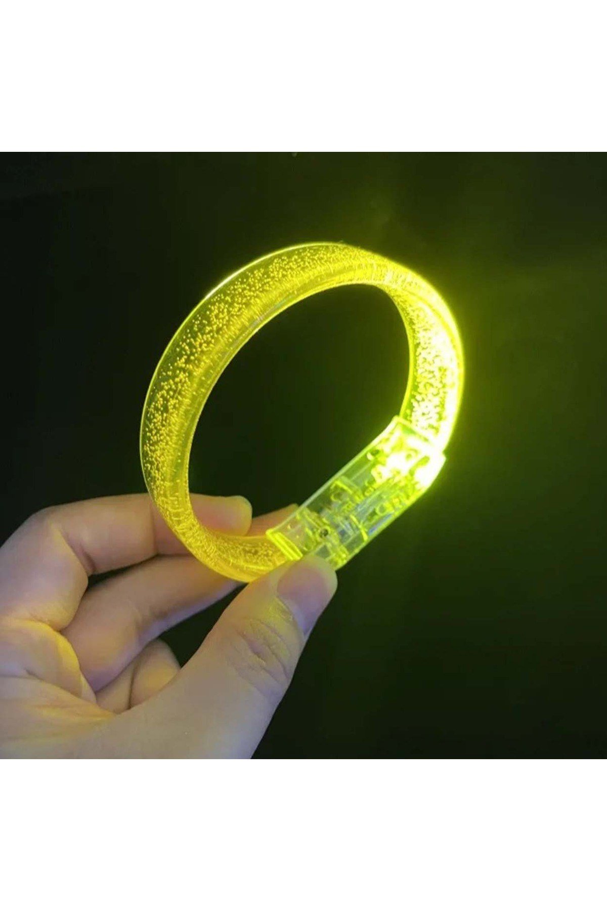 Sarı Led Işıklı Baskı Yapılabilen Pilli Bileklik Bilezik 1,5 cm Genişlik