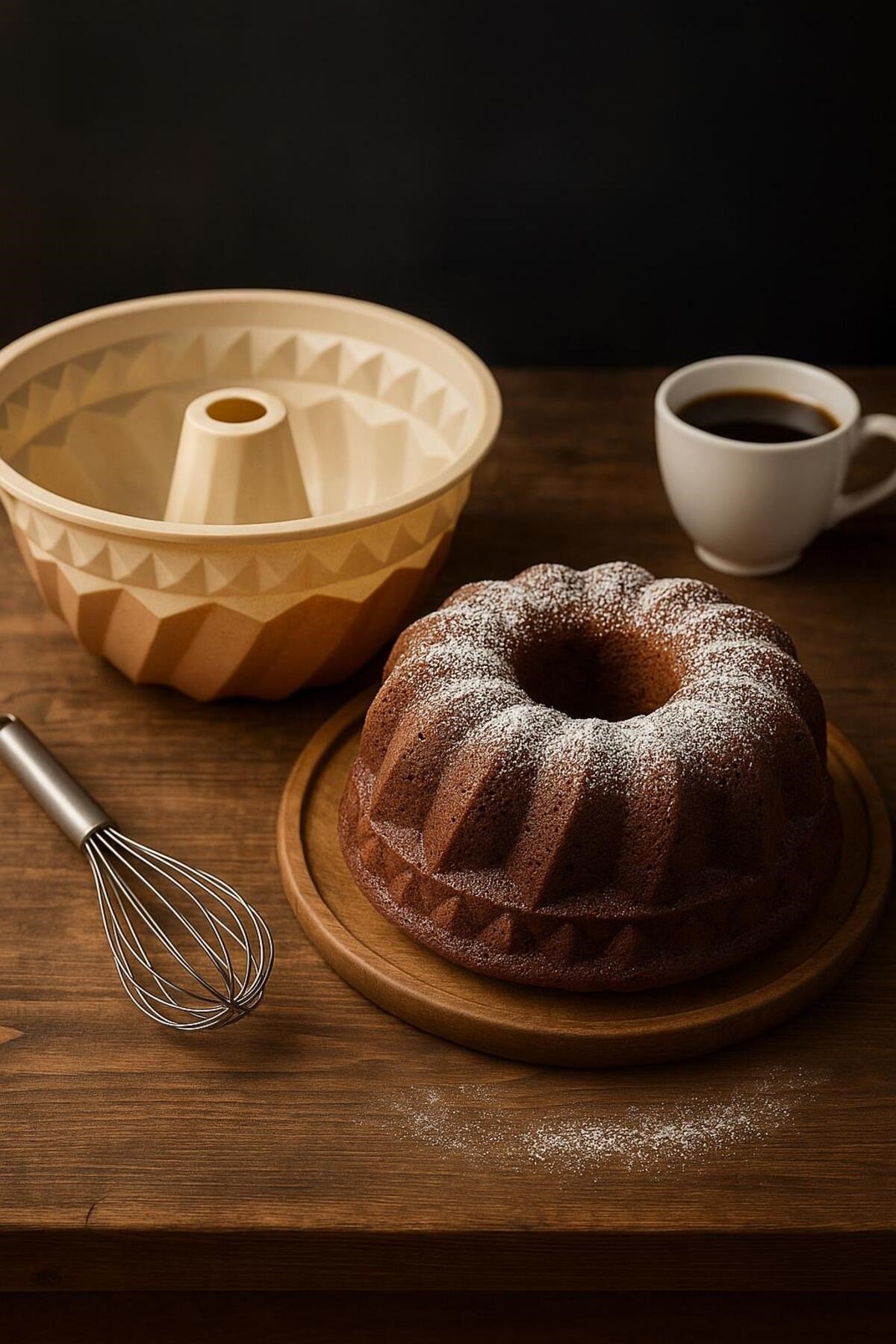 Silikon Kek Kalıbı Büyük Krem Renk Yuvarlak 24 cm