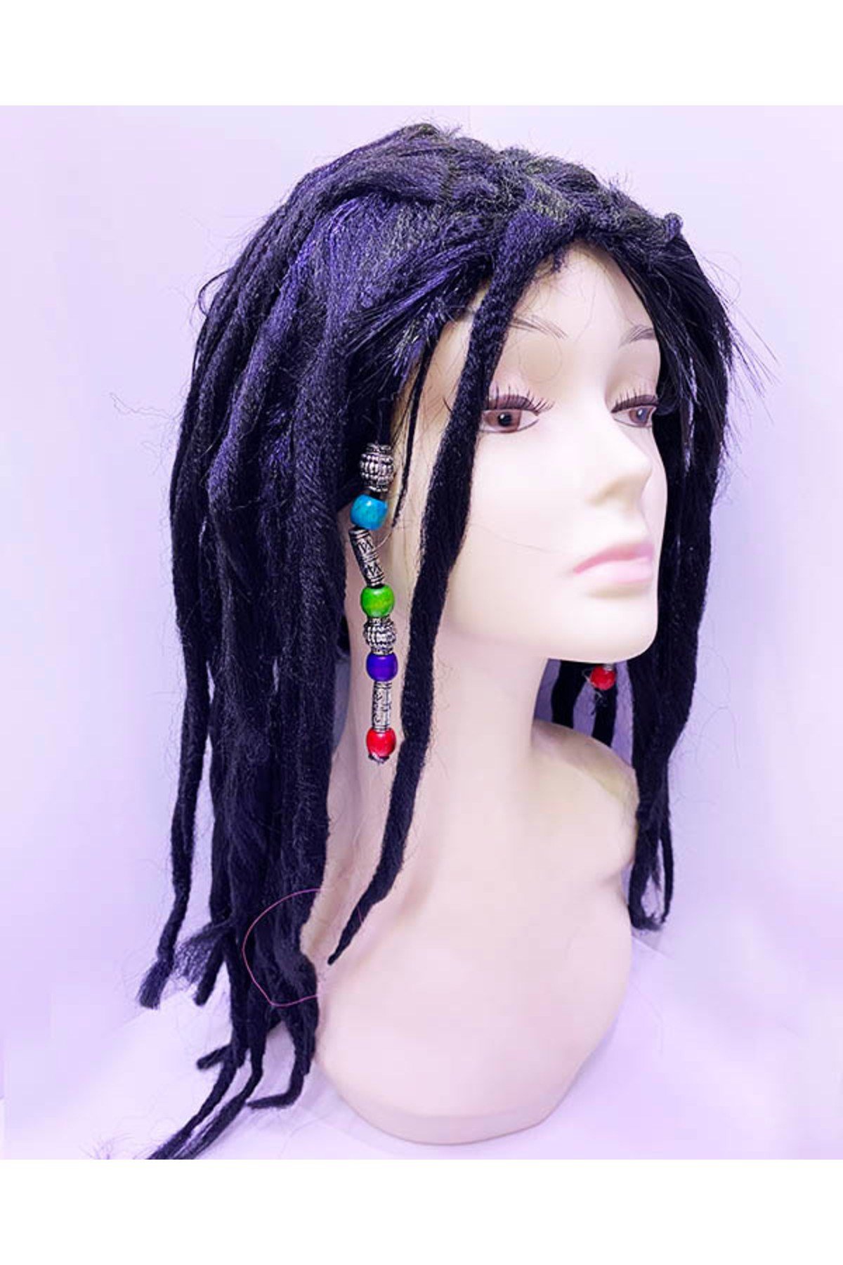 Siyah Renk Joe Dreadlocks Astarlı Kabarık Rasta Peruk 1 Adet