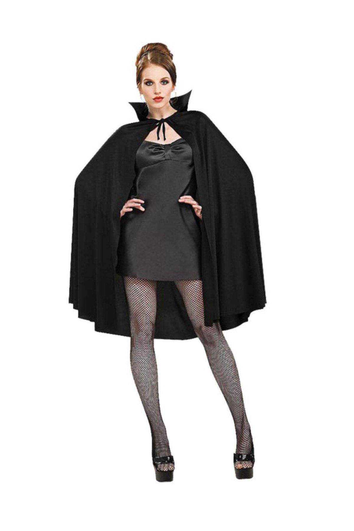 Siyah Renk Yakalı Halloween Pelerini 90 cm