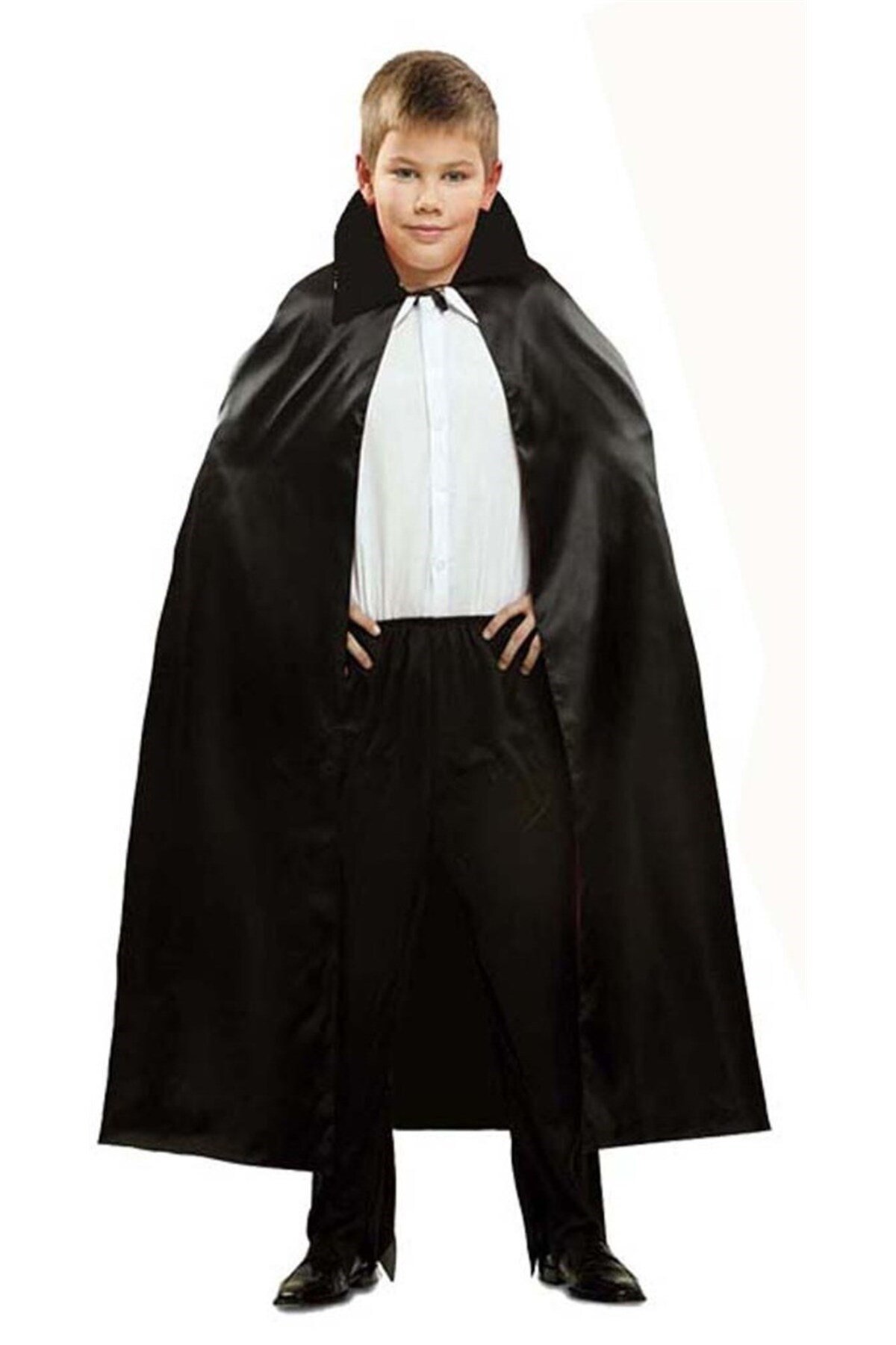Siyah Renk Yakalı Halloween Pelerini 90 cm