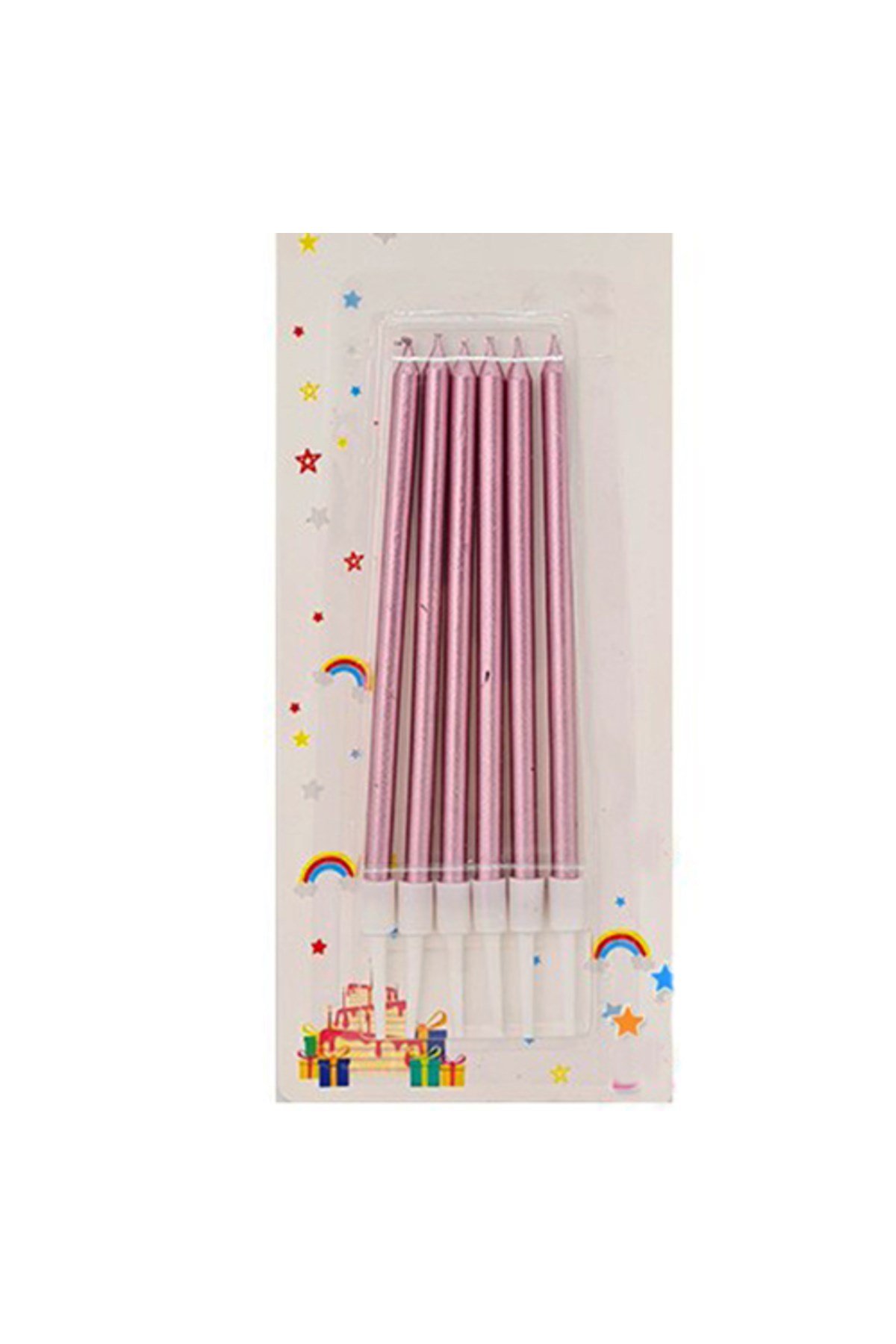 Soft Pembe Renk Uzun Pasta Parti Mumu 6 Adet 16 cm